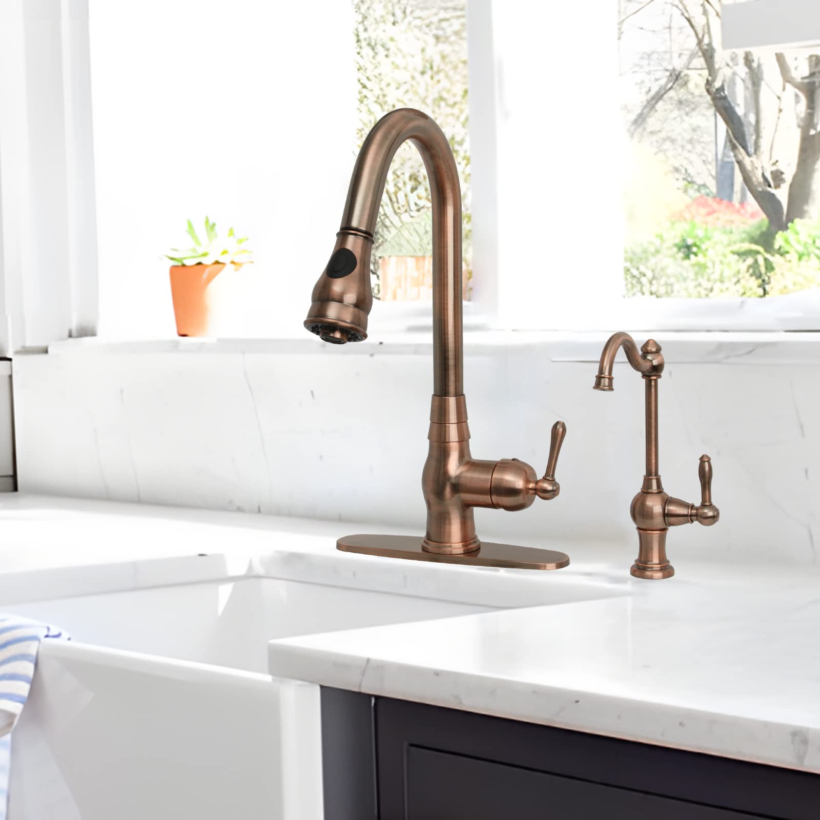 Akicon One-Handle Drinking Water Filter Faucet Purifier - Cold Water (Antique Copper) for Kitchen Sink & Home Use