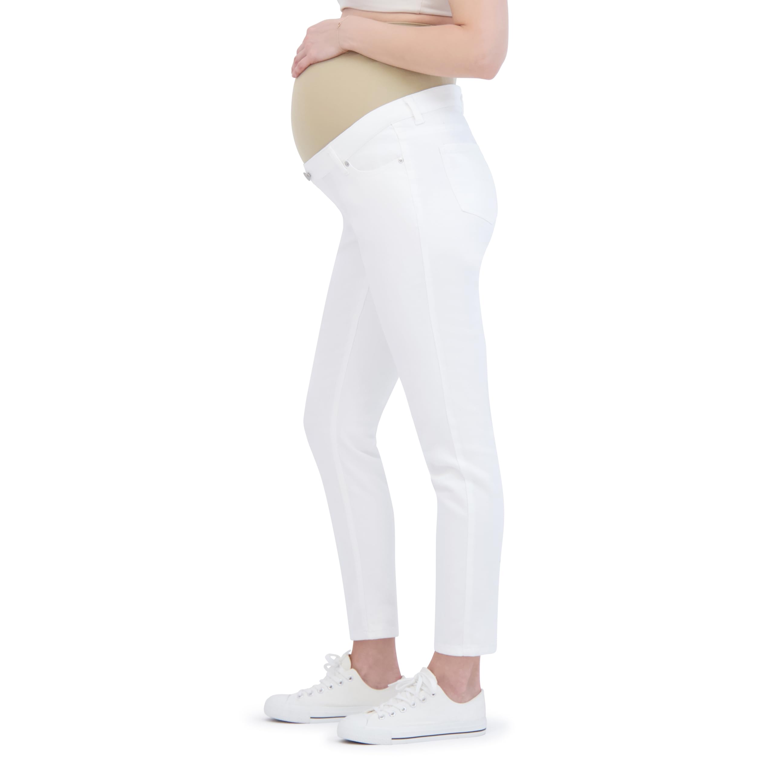 Women's Maternity Jeans Over The Belly with Adjustable Waistband & Belt Loops - Stretchy Pregnancy Pants for All Seasons (27