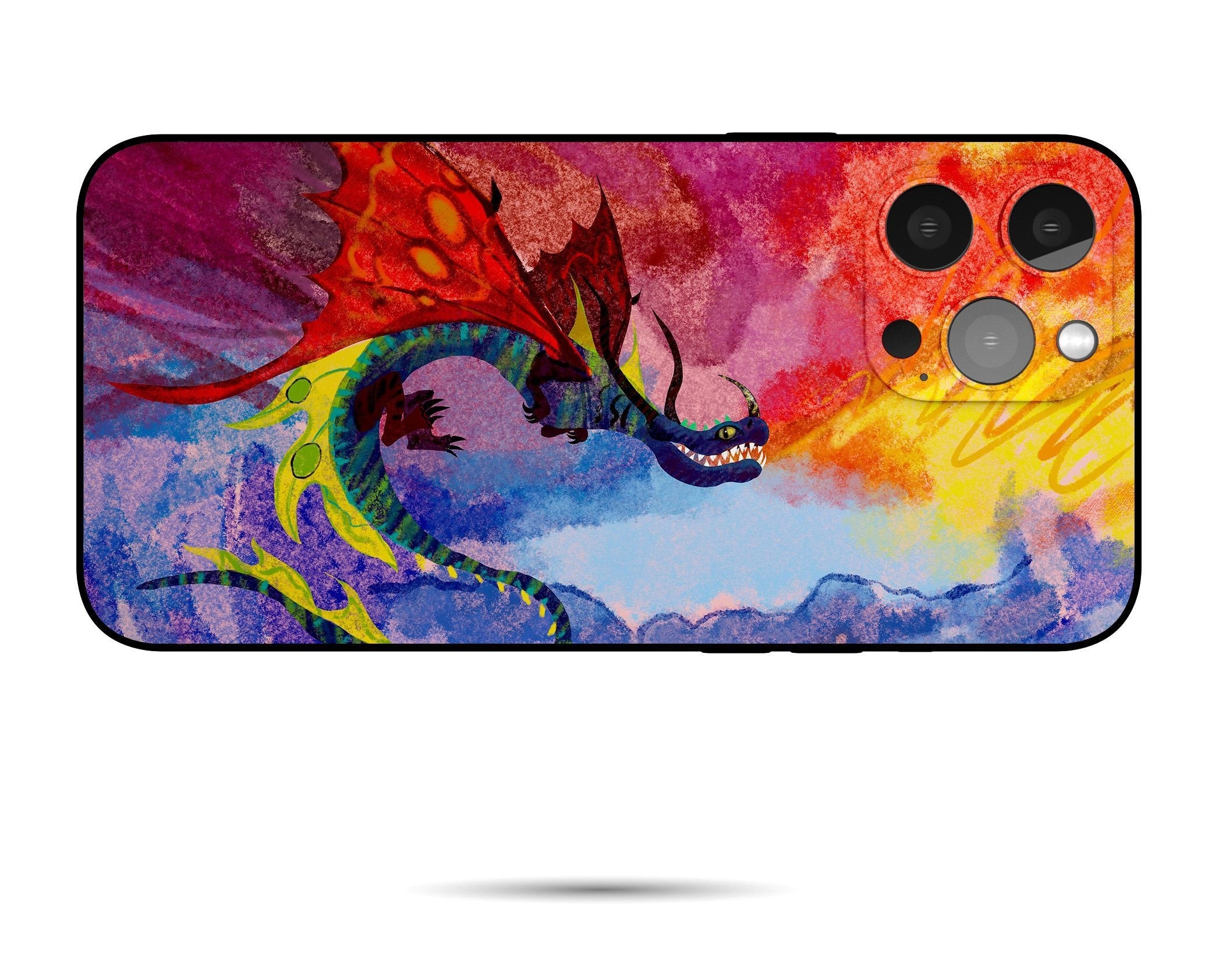Dragon iPhone 14 Case - Shockproof Silicone Cover for iPhone 14/13/12/11 Pro/8 Plus - Unique Art Design Protective Phone Case - Perfect Birthday Gift for Women & Men - Use for Work, Travel & Daily Protection