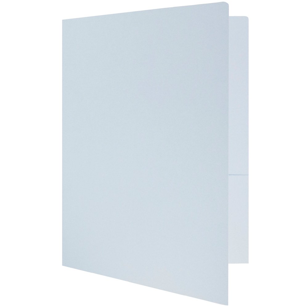 JAM PAPER Premium Matte Cardstock Twin Pocket Folders - Baby Blue - 100 Pack Bulk Office Supplies for School, Work & Document Organization