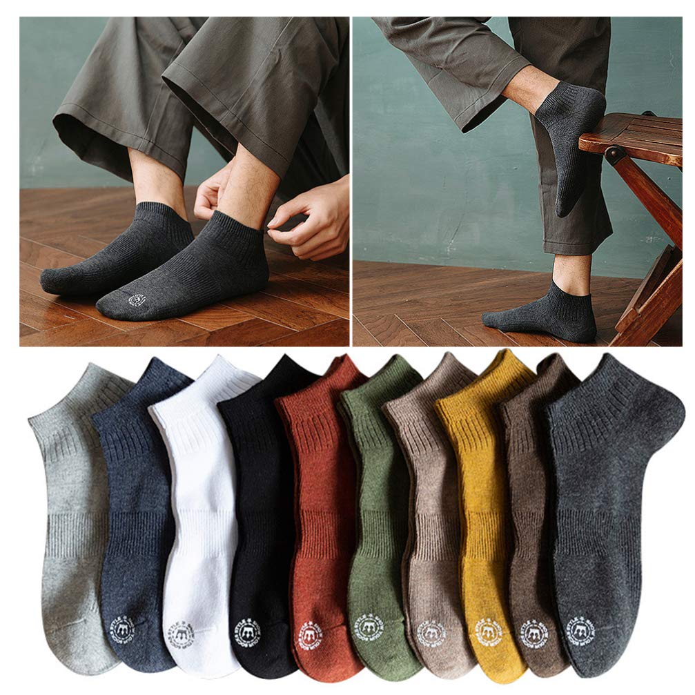 PRETYZOOM 10 Pairs Men's Cotton No Show Socks - Breathable Low Cut Athletic Socks for Men & Boys with Anti-Slip Design | Perfect for Sports, Casual Wear & Daily Use