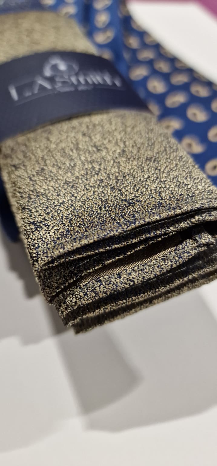LA Smith Blue and Yellow Paisley Tie and Pocket Square Set - Premium Silk Necktie & Handkerchief Gift for Men - Perfect for Weddings, Business Meetings & Formal Occasions