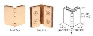 CRL Brass Finish Double Glass to Glass 90 Degree Return Hinge - Heavy Duty Cabinet Hardware for Frameless Shower Doors & Glass Partitions (Pack of 1) - Perfect for Modern Bathroom & Commercial Glass Installations