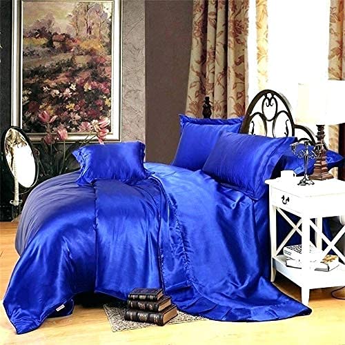 100% Silk Sateen Sheet Set - 7 Piece Luxury Bedding with Deep Pocket Fitted Sheet (Fits 15