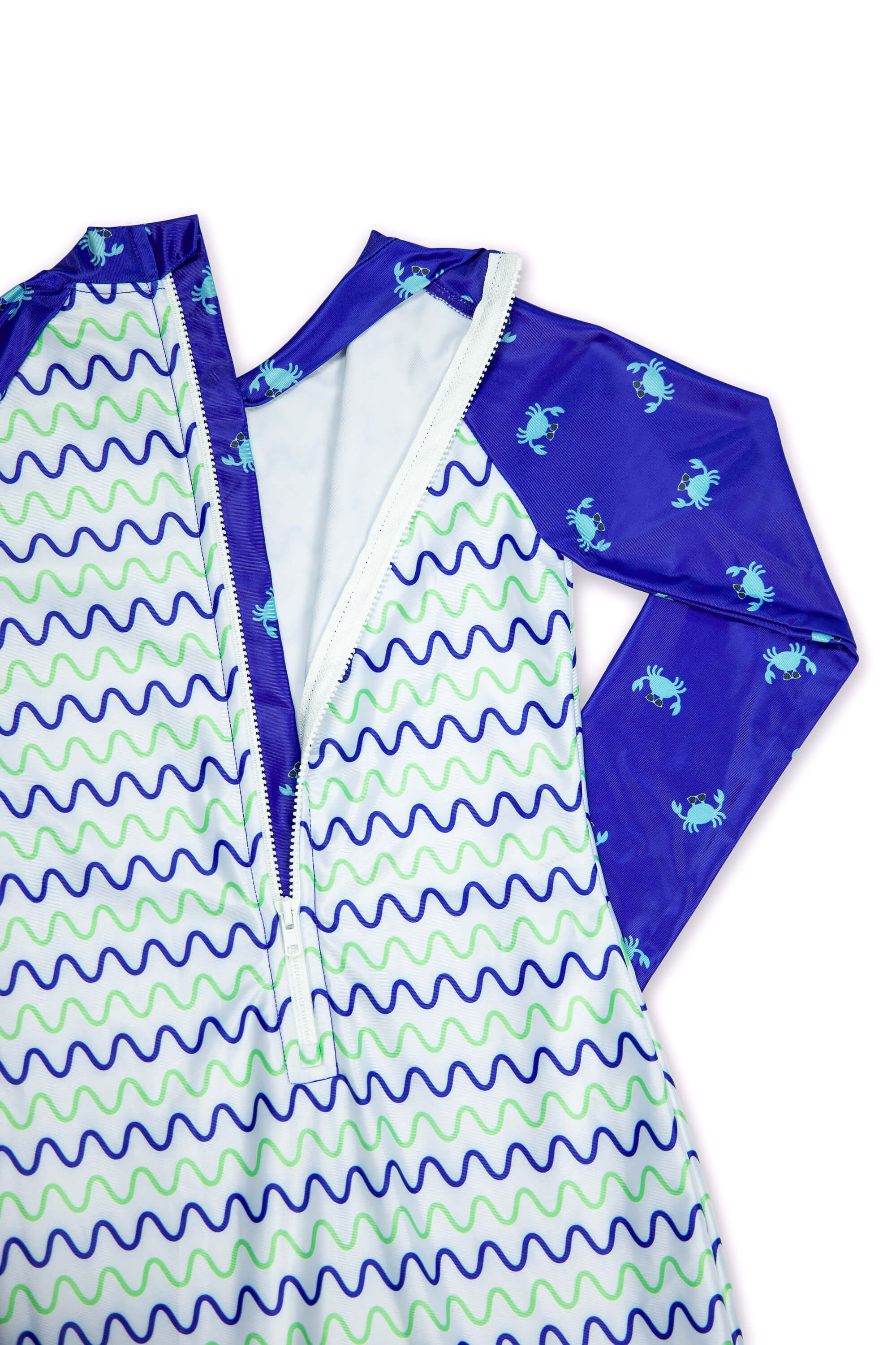 Lazarus Kids UV Protection Swimwear - Crab & Wavy Print Rash Guard for Boys & Girls | Beach, Pool & Summer Water Activities
