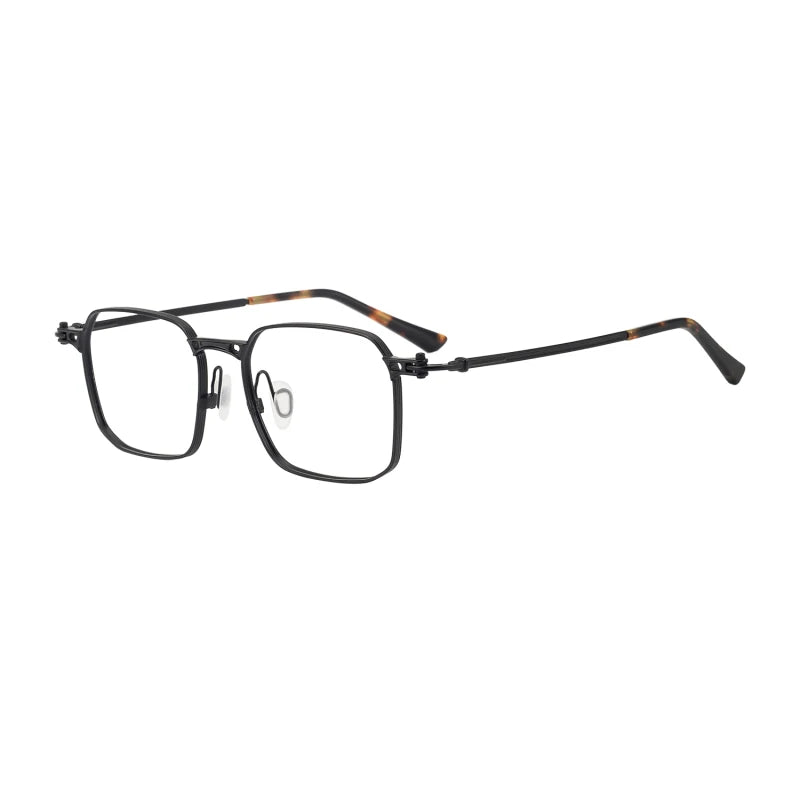 Black Unisex Full Rim Big Square Titanium Eyeglasses 45892 - Stylish & Durable for Work, Reading & Everyday Wear