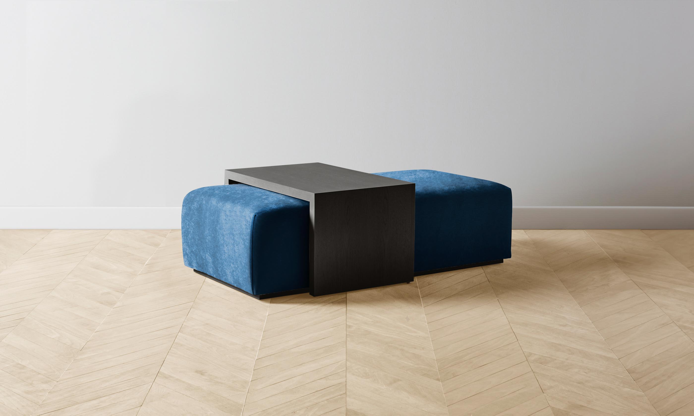 The Bowery Ottoman - Luxe Performance Velvet in Sapphire Blue | Perfect for Living Room, Bedroom & Home Decor