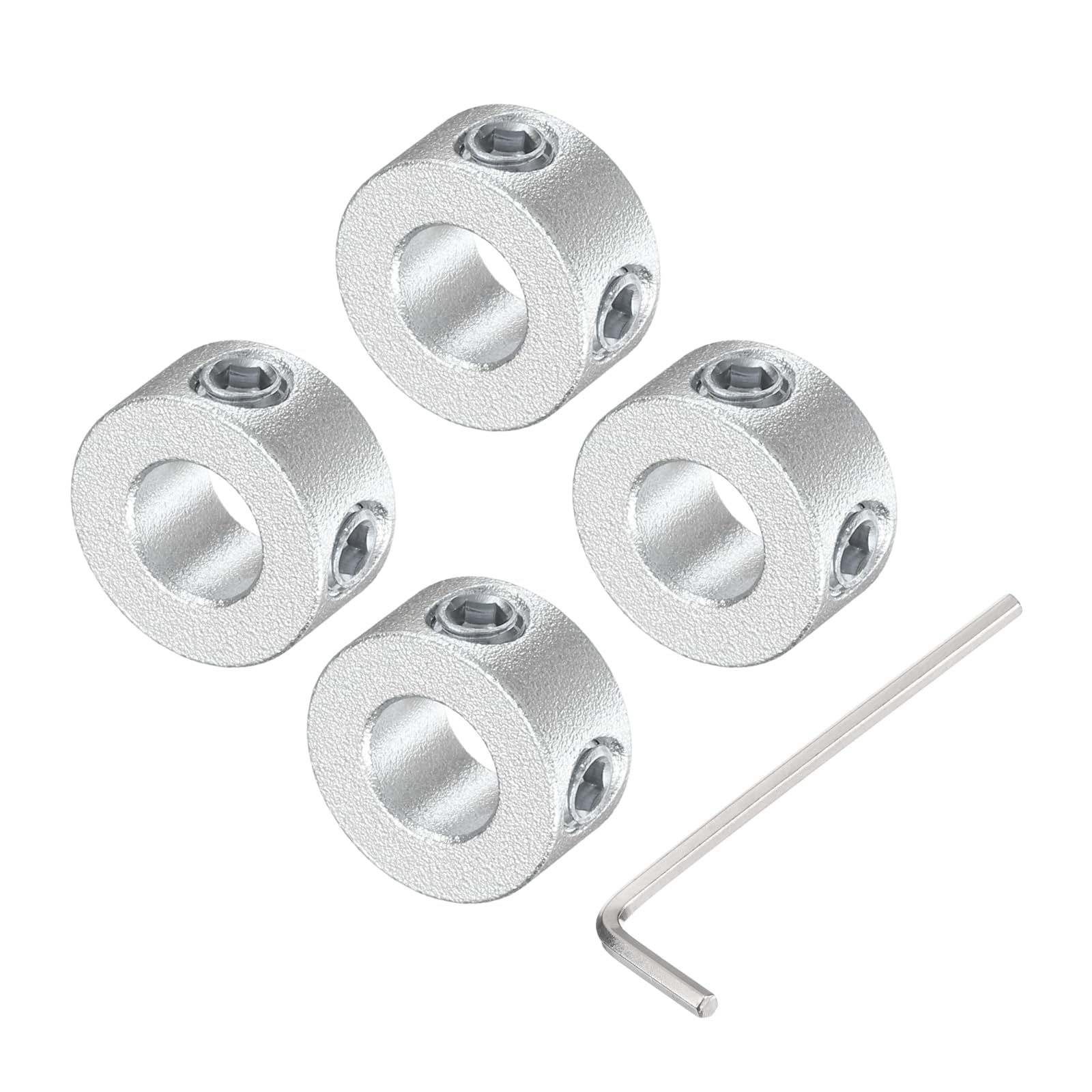 uxcell 4pcs Aluminum Alloy Set Screw Shaft Collar for 6mm Shaft - 12mm OD, 6mm Thickness with M4 Set Screws & Wrench - Perfect for Machinery, 3D Printers, and DIY Projects