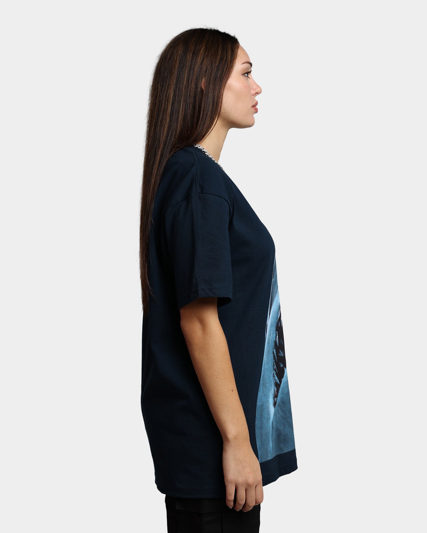 American Thrift X Jaws Vintage T-Shirt Navy Blue - Retro Movie Tee for Casual Wear & Shark Week