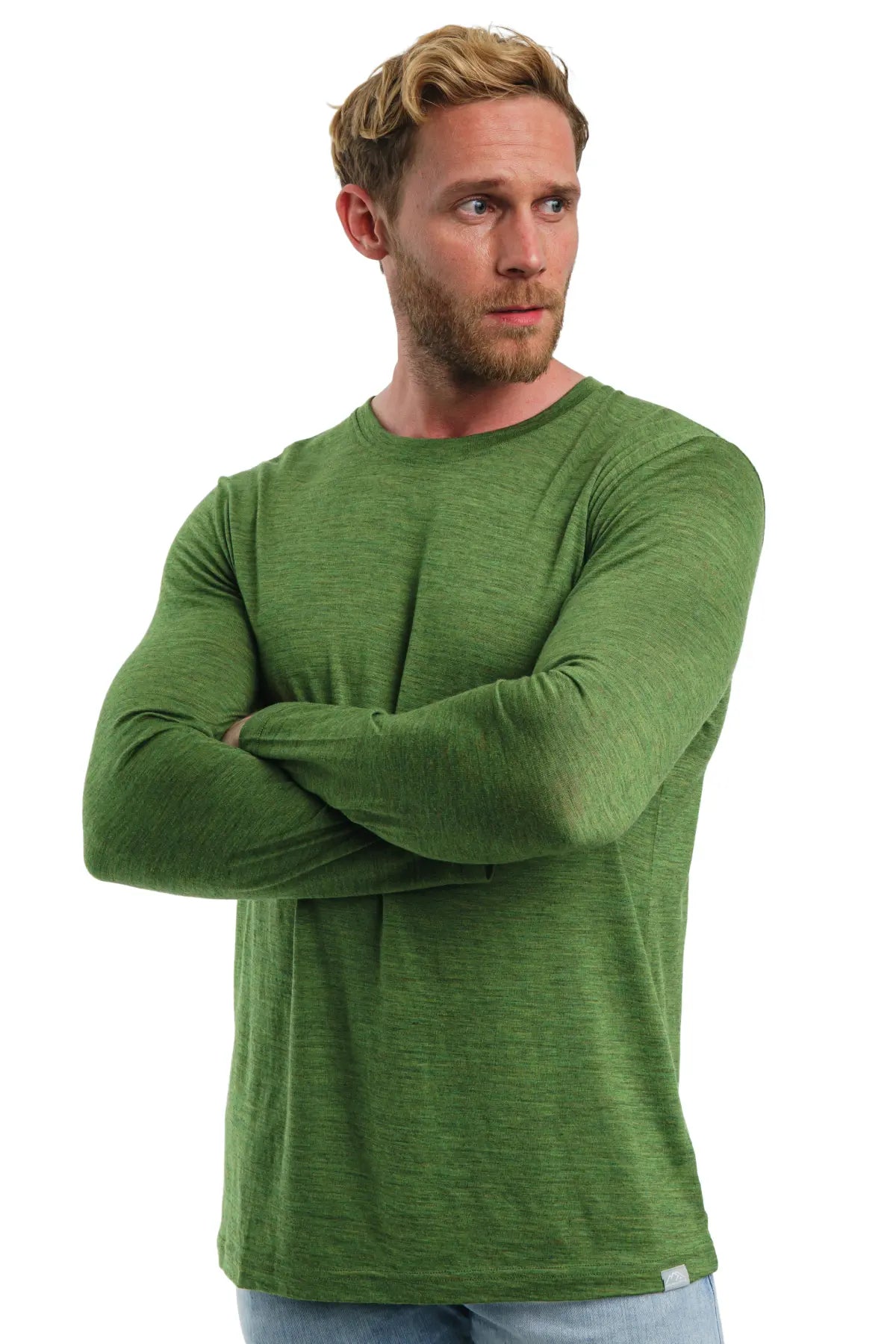 Premium Men's Merino Wool Long Sleeve Shirt - 165 GSM, Green Olive - Ideal for Hiking, Camping & Outdoor Adventures