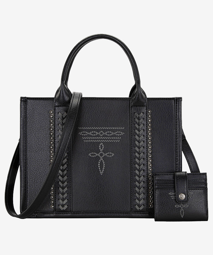 Montana West Whipstitch Tote Bag Set - Stylish Leather Handbag for Women, Spacious Work & Travel Tote with Matching Wallet - Perfect for Office, Commute & Weekend Getaways