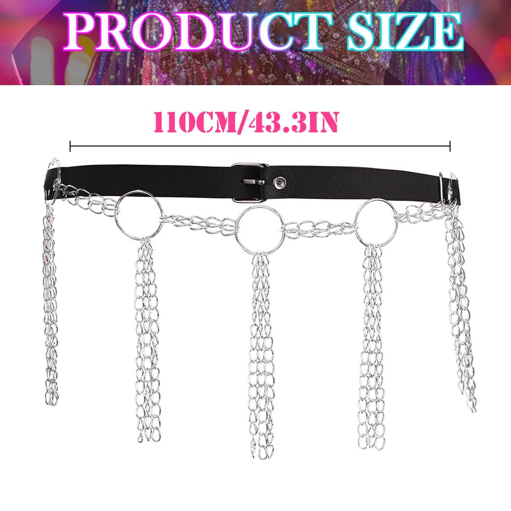 NICUTE Punk Leather Waist Chain for Women - Gothic Body Jewelry Accessories, Black Leather Belt for Waist, Edgy Fashion Statement (Perfect for Concerts, Raves, Halloween & Gothic Outfits) - 6 Pack