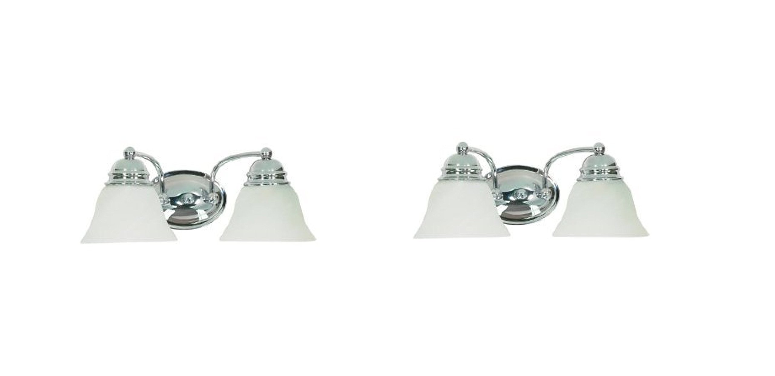 Nuvo 60/337 Empire Two Light Vanity Set with Alabaster Glass Shades - Polished Chrome Finish (2 Pack) - Perfect for Bathroom Makeup Vanity & Dressing Room Lighting