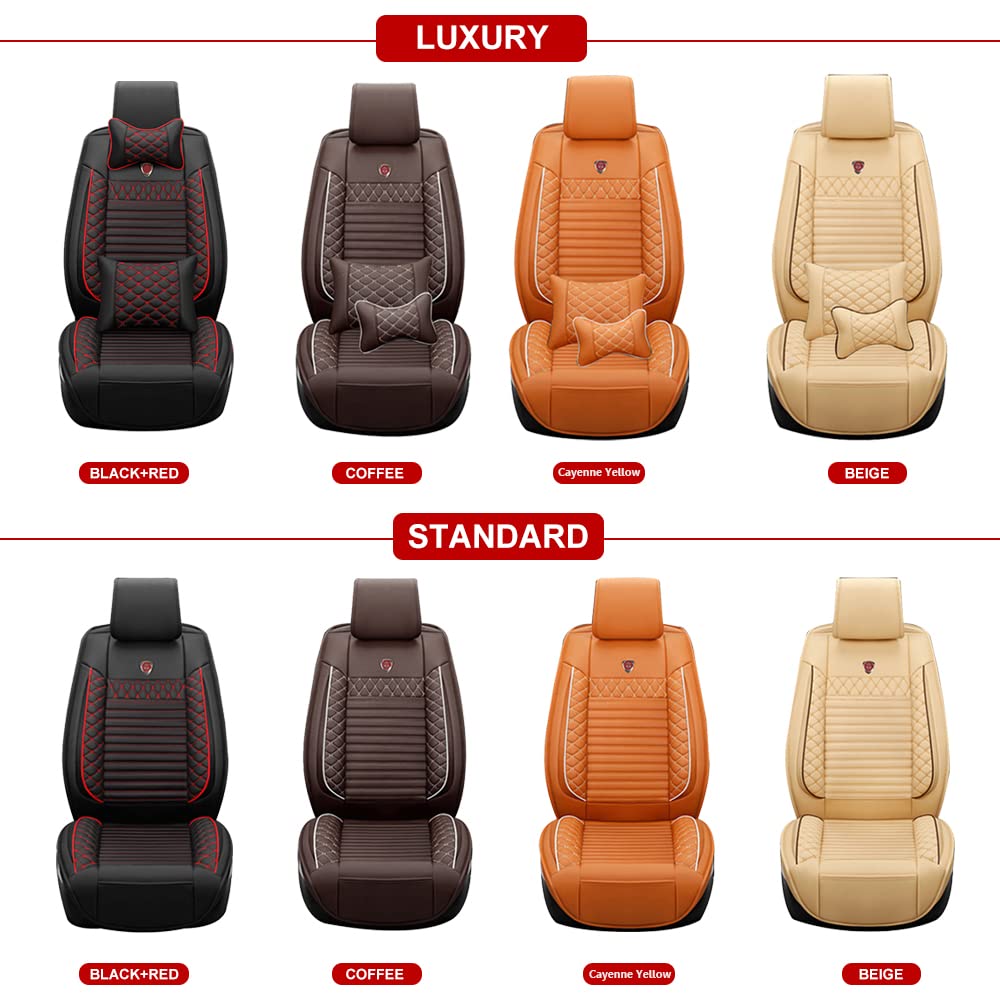 Premium Leatheratte Front Seat Covers for Mercedes M-Class 2000-2015 - Waterproof Car Seat Protectors (2-Piece Set, Black/Red) | MBZ-001 | Perfect for Road Trips & Daily Commutes