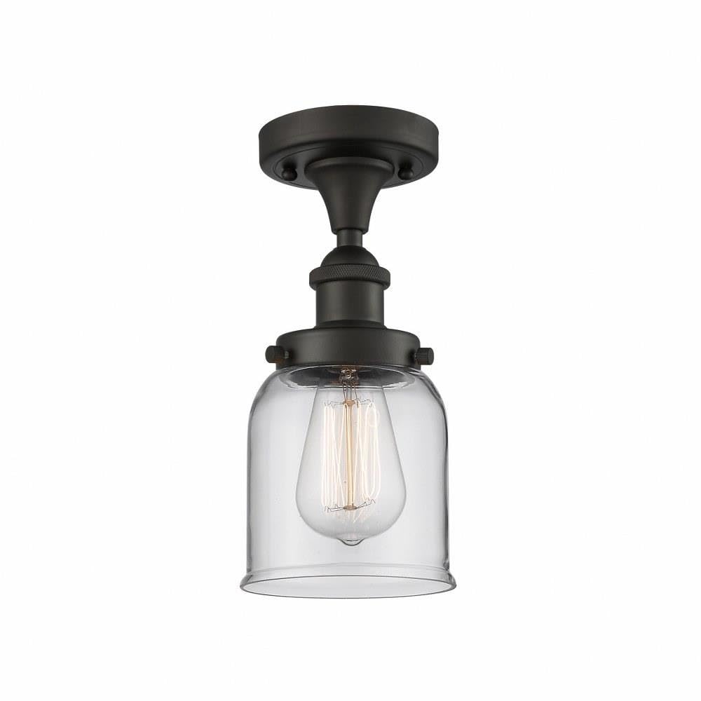 Innovations 916-1C-OB-G52 Semi-Flush Mount Ceiling Light - Ballston Collection in Clear Glass, Oil Rubbed Bronze, Grey & Brass Finishes - Perfect for Bedroom, Living Room or Entryway Lighting