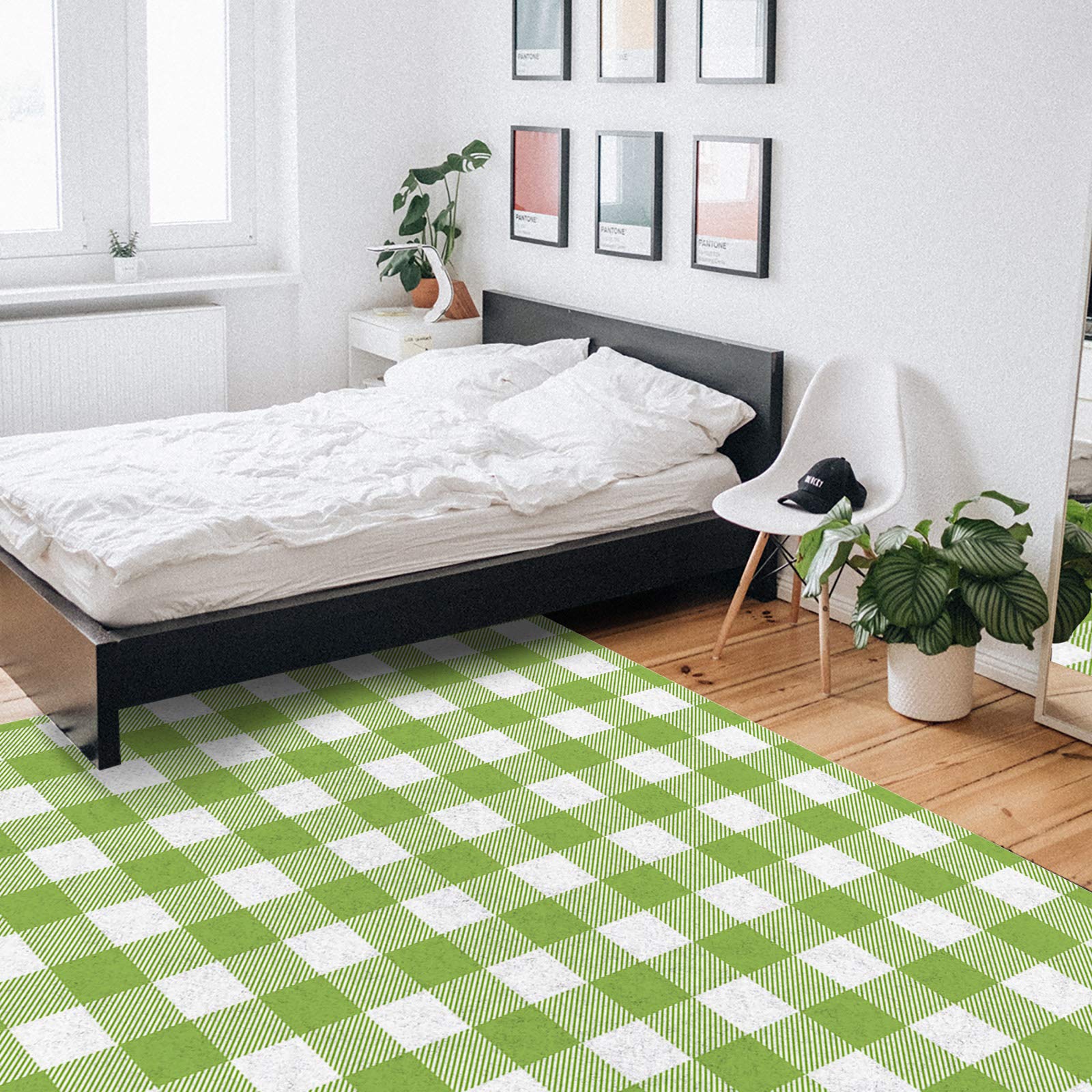 Savannan Easter Area Rug | St. Patrick's Day Light Green Plaid Buffalo Check Non-Slip Indoor Runner Rug | 5'x7' Rectangle Floor Carpet for Bedroom, Living Room, Playroom, Porch | Holiday Home Decor & Seasonal Celebration Rug