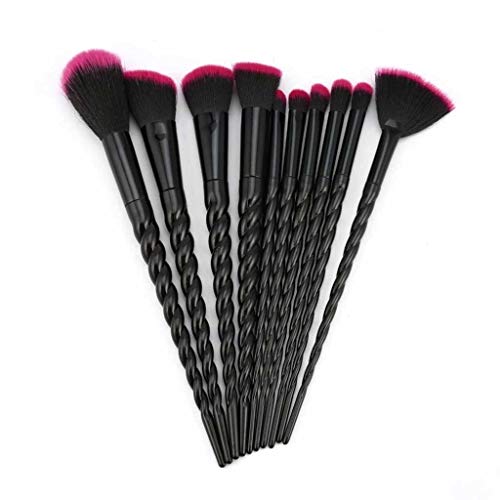 BTYAY 10-Piece Spiral Design Makeup Brush Set - Plastic Handle Foundation, Powder & Blush Brushes for Professional Beauty Makeup | Perfect for Everyday Use, Travel & Makeup Artists