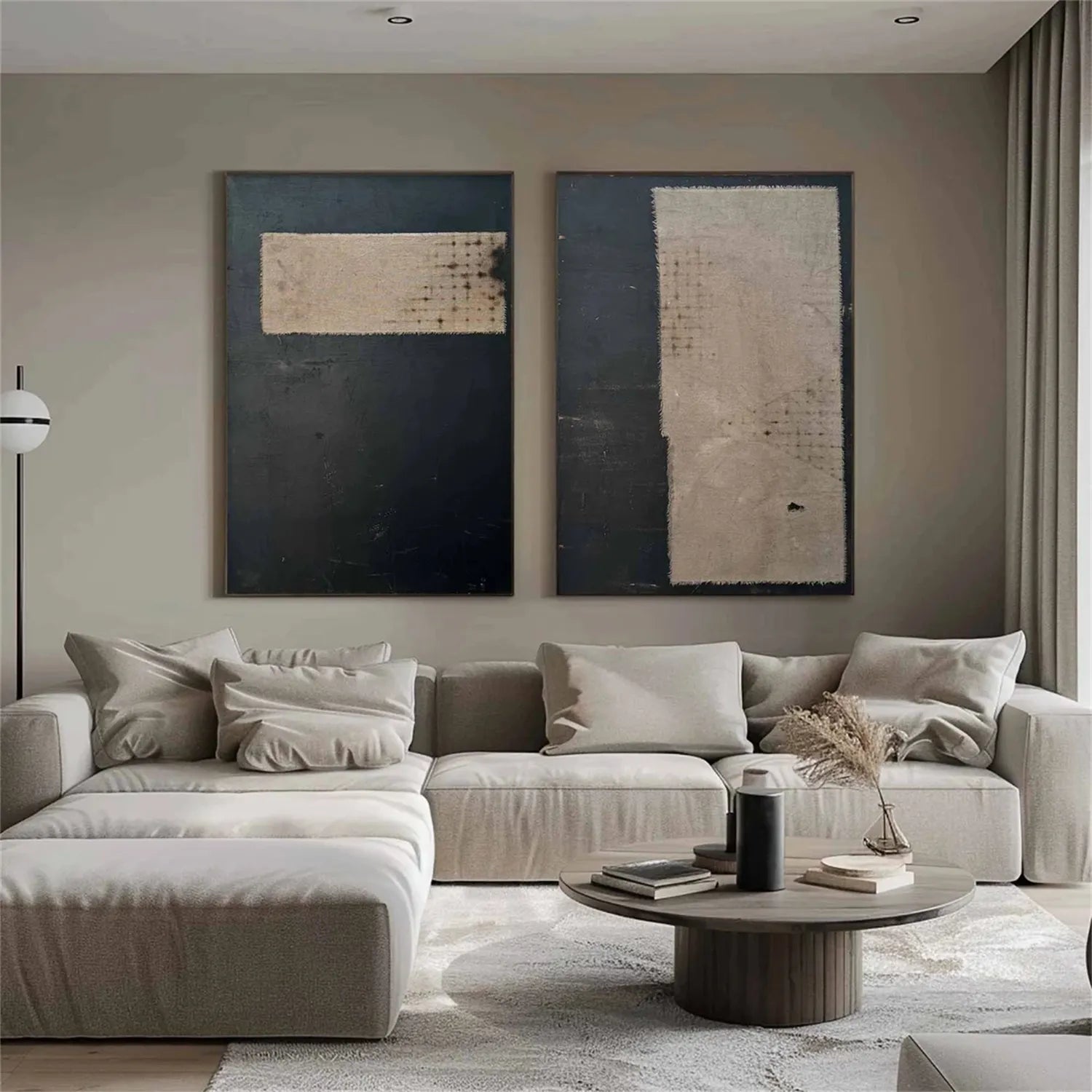 Abstract Tranquility Set of 2 Wall Art Paintings - Modern Minimalist Canvas Prints for Living Room, Bedroom & Office Decor #WS167