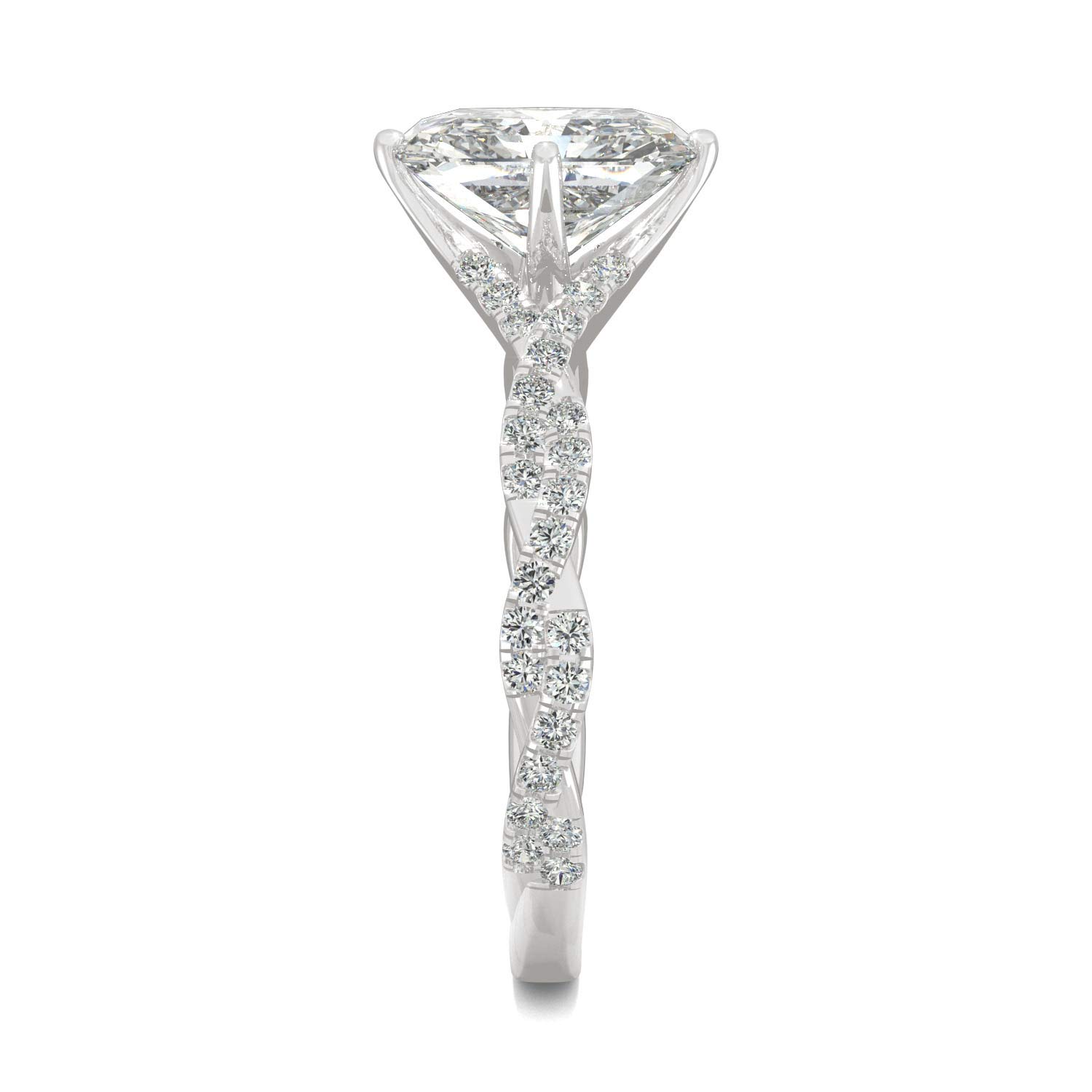 Charles & Colvard Lab-Created Moissanite 9x7mm Radiant Cut Women's Engagement Ring | 3.1cttw DEW | 14K White Gold Rhodium Plated | Ethical & Affordable Alternative to Diamond | Perfect for Proposals, Anniversaries & Special Occasions