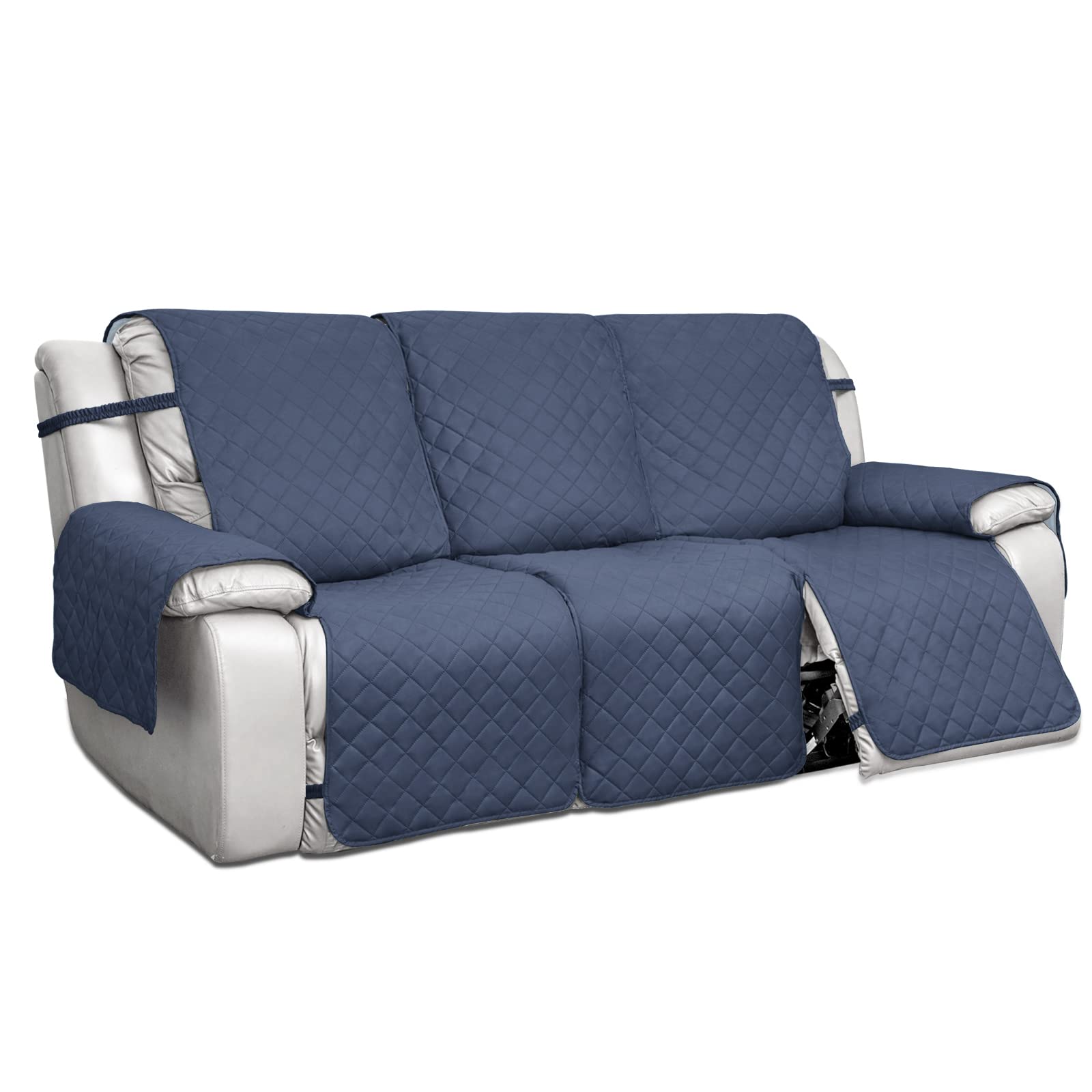 PureFit Waterproof Reversible Sofa Cover for Recliner 3-Seater - Non-Slip Split Design, Washable Furniture Protector for Pets & Kids (Dark Blue/Light Blue) | Perfect for Living Room, Family Room & Pet-Friendly Homes