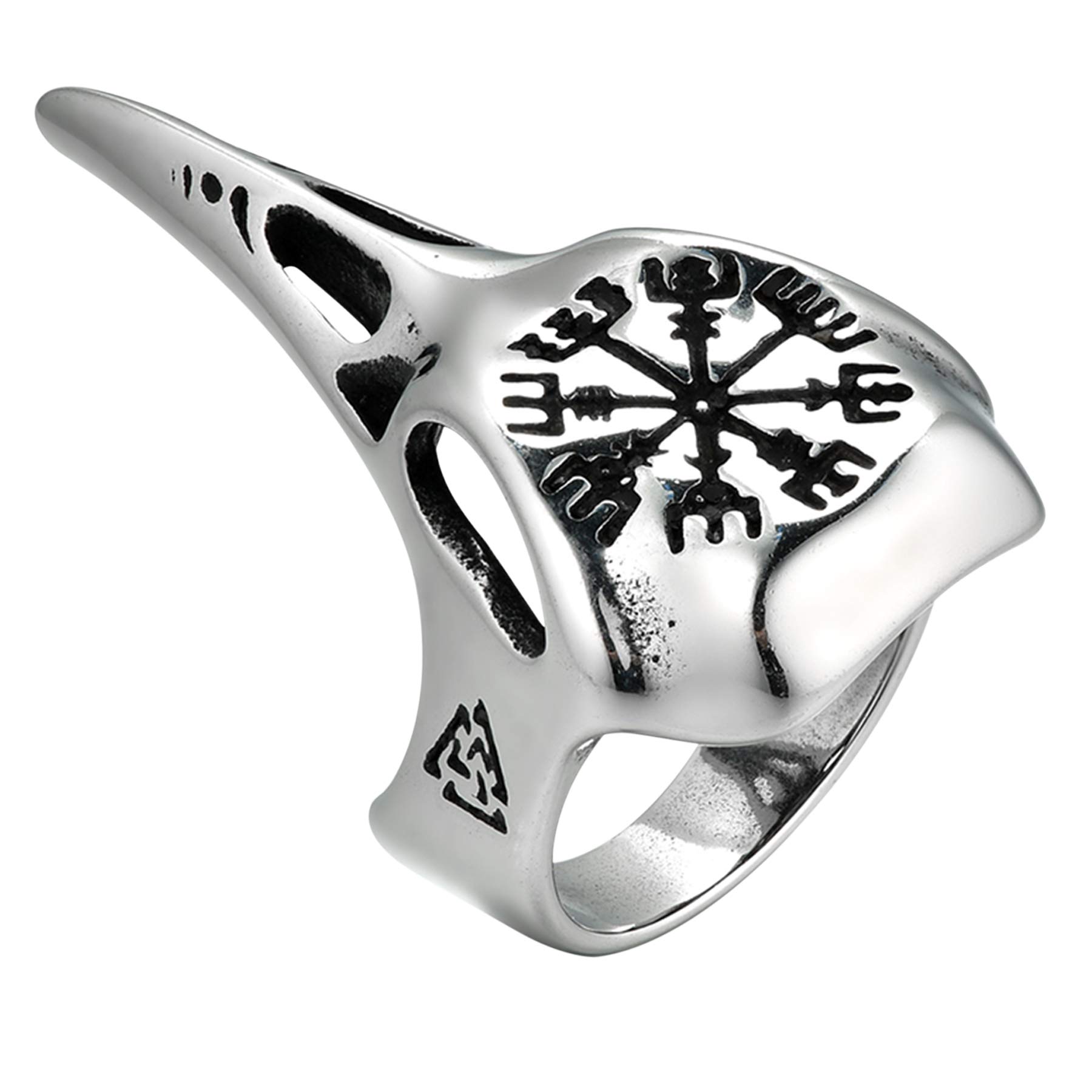 Viking Jewelry for Men - Odin's Ravens Stainless Steel Ring, Nordic Norse Mythology Inspired Band, Size 7-12, Perfect for Christmas Gifts, Viking Cosplay & Medieval LARP Events