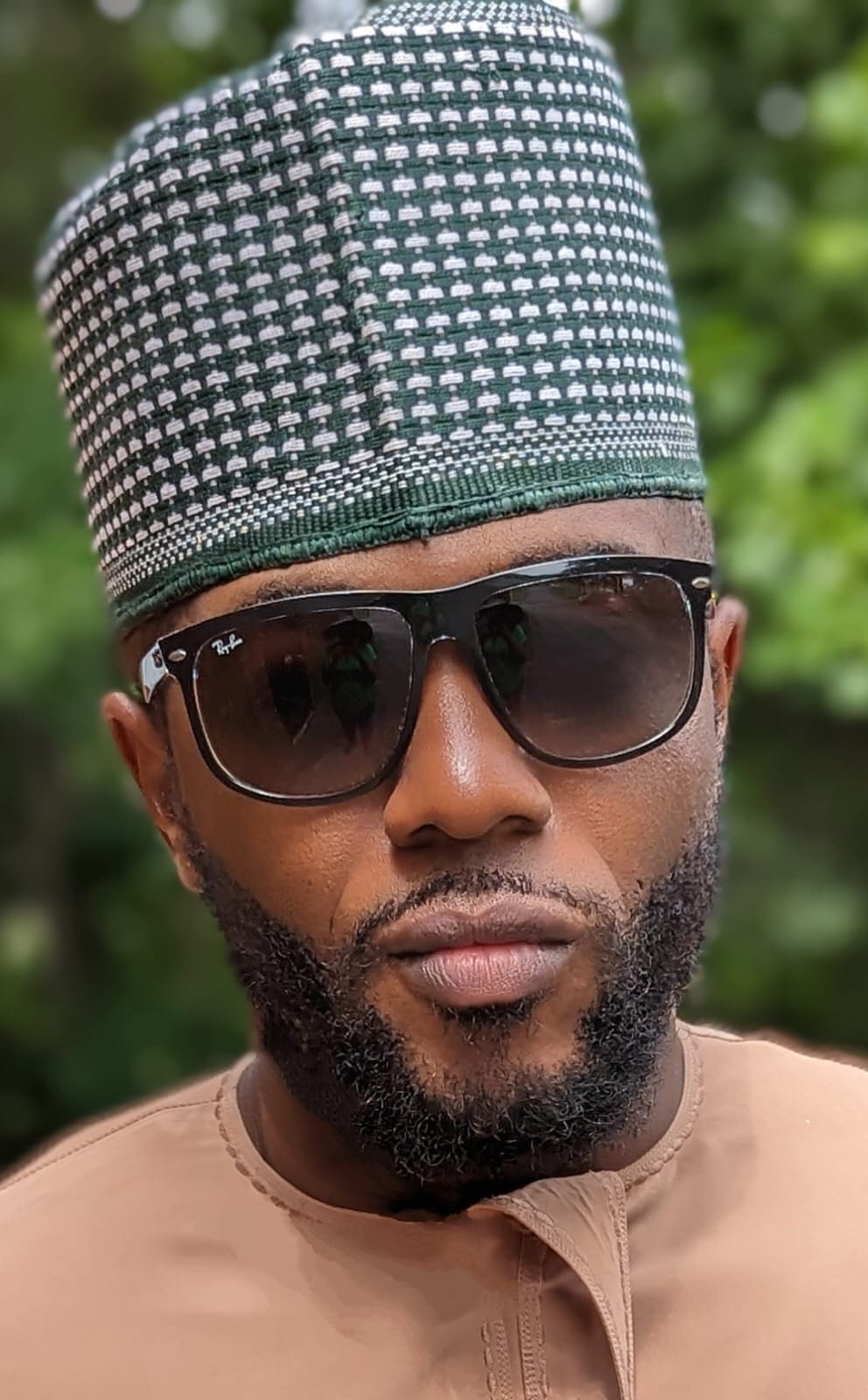 Authentic African Northern Nigerian Mallam Handwoven Hat - Green & Off White | Traditional Tribal Hat for Men & Women | Perfect for Cultural Events, Weddings & Fashion Statements