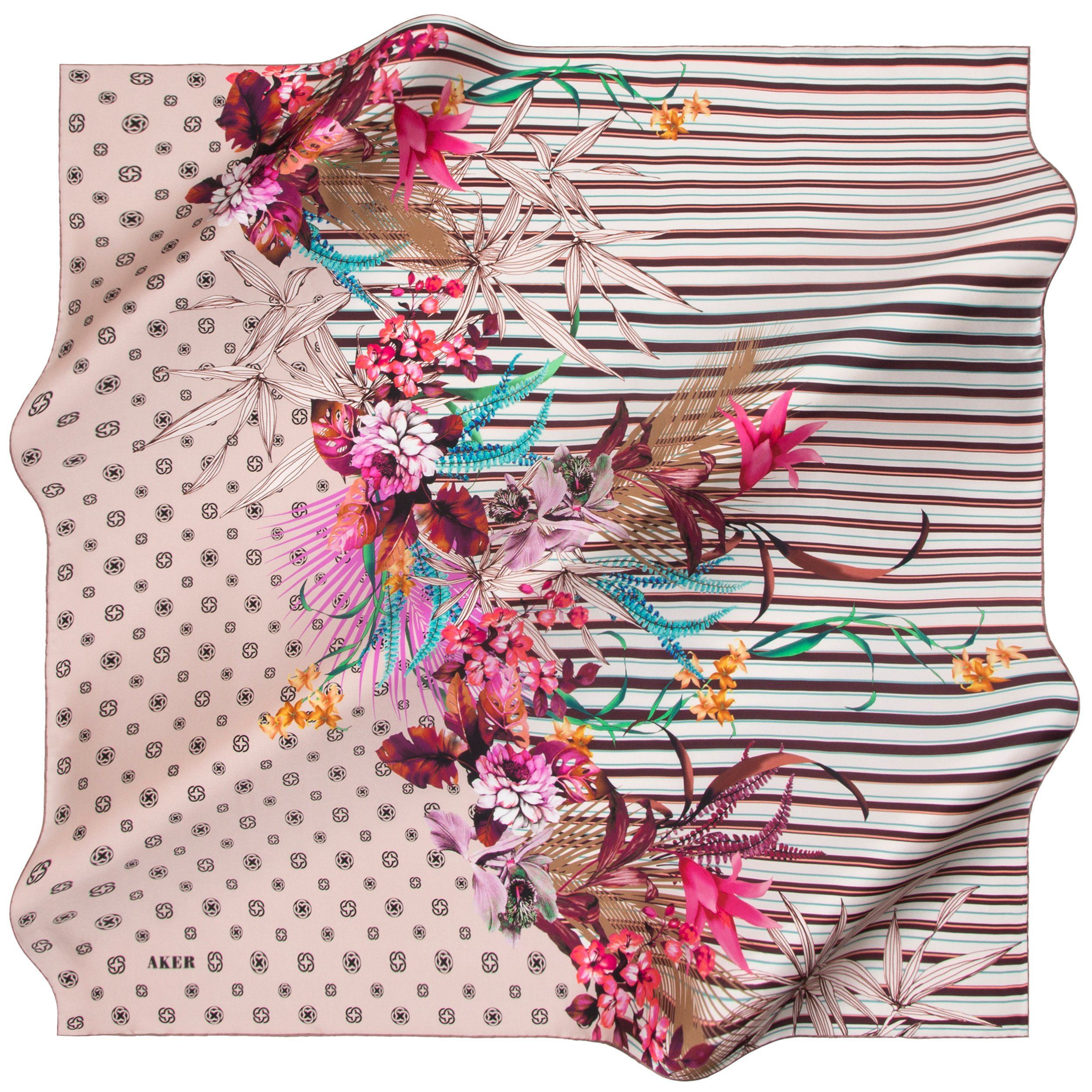 Aker Perfect Floral Silk Hair Wrap No. 31 - Soft Satin Scarf for Women, Elegant Headband & Hair Accessory for Sleeping, Travel, and Home Relaxation