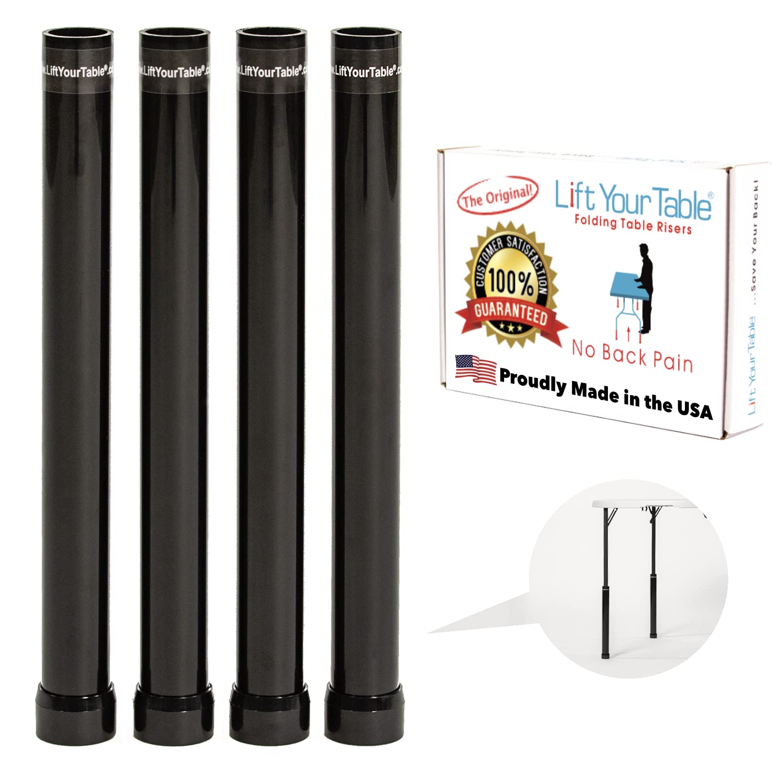 Lift Your Table® Folding Table Risers - Counter Height for Straight Leg Tables | Durable & Portable Set of 4 | Perfect for Outdoor Dining & Events