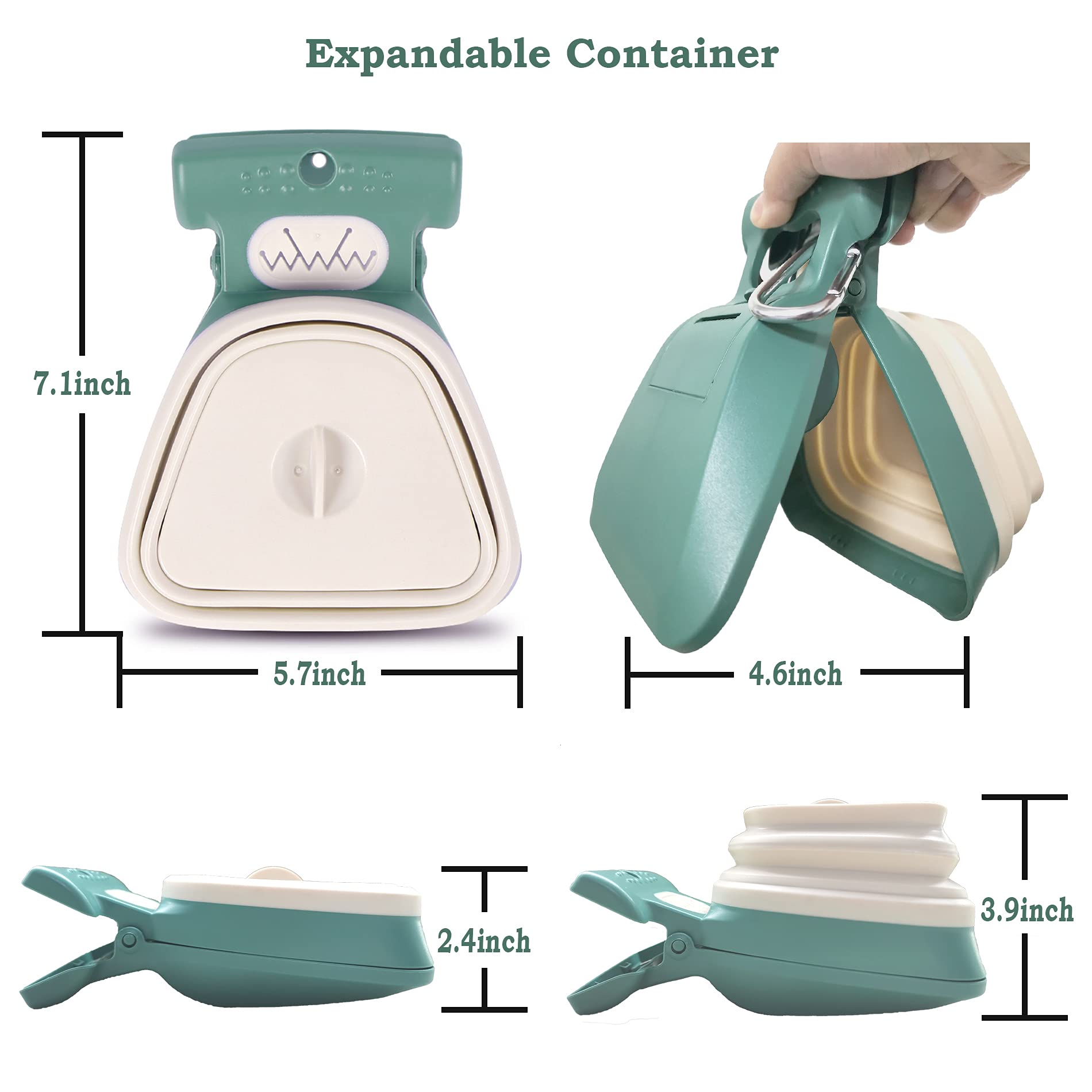 Portable Dog Pooper Scooper with Waste Bags - Handheld Poop Scoop for Large & Small Dogs - Includes Container & 30 Pet Waste Bags - Ideal for Walking, Yard Cleanup & Outdoor Travel