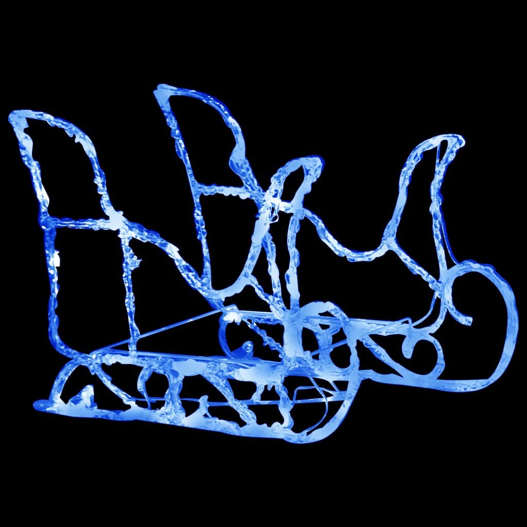 CHARMMA 2 Reindeers & Sleigh Christmas Decor with 160 LED Lights - Blue Acrylic Holiday Yard Decoration (51.2