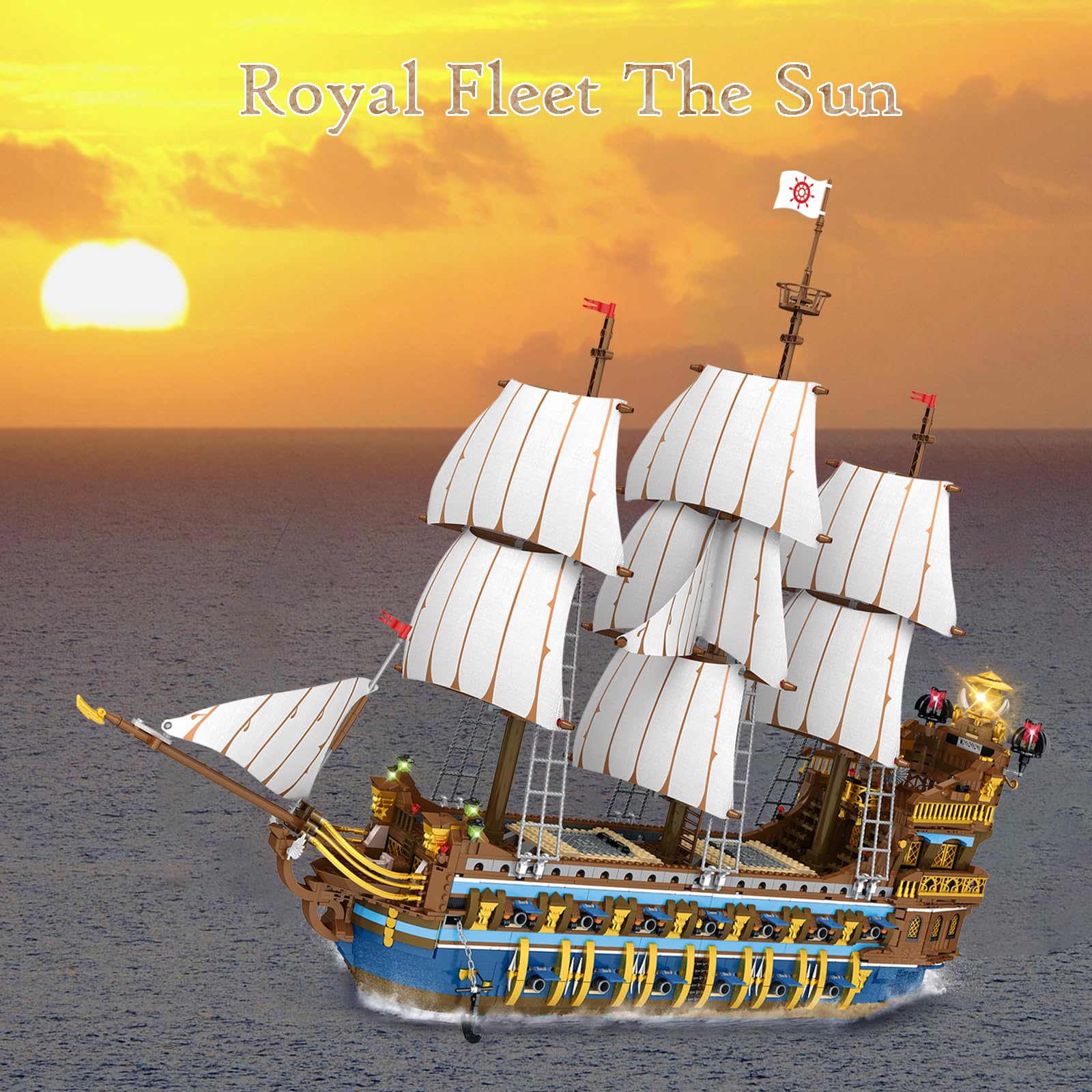 JMBricklayer Pirate Ship Building Set for Adults - 3162 Piece Royal Fleet Ship Model with Tiered Design, Creative Pirate Toy Building Blocks for Teens & Adults - Perfect Gift for Collectors & DIY Enthusiasts | Home Decoration, Birthday Present, Stress Relief Activity