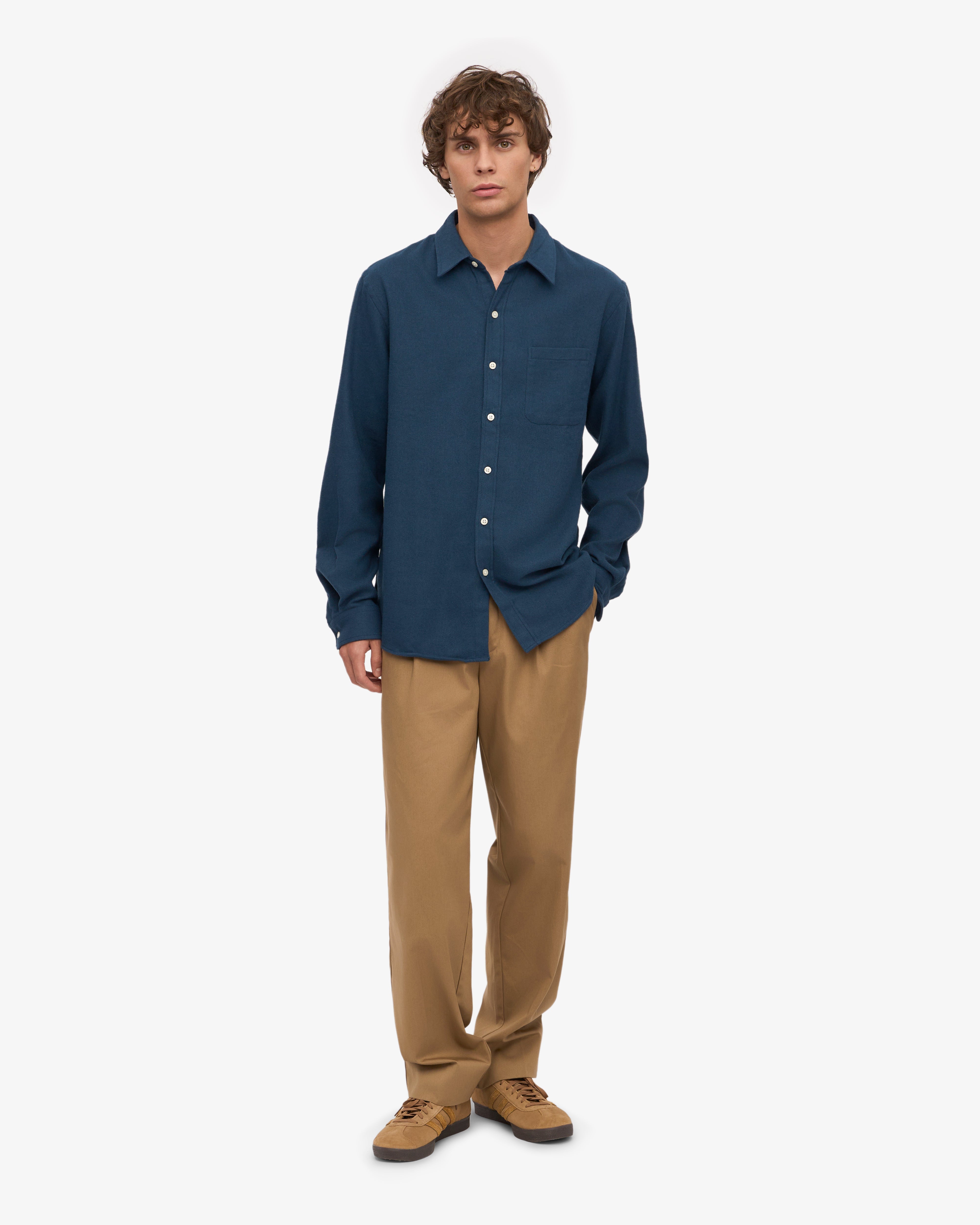 Premium Organic Cotton Flannel Shirt for Men - Soft Petrol Blue Plaid Button-Up - Perfect for Casual Wear, Outdoor Adventures & Cozy Fall Fashion