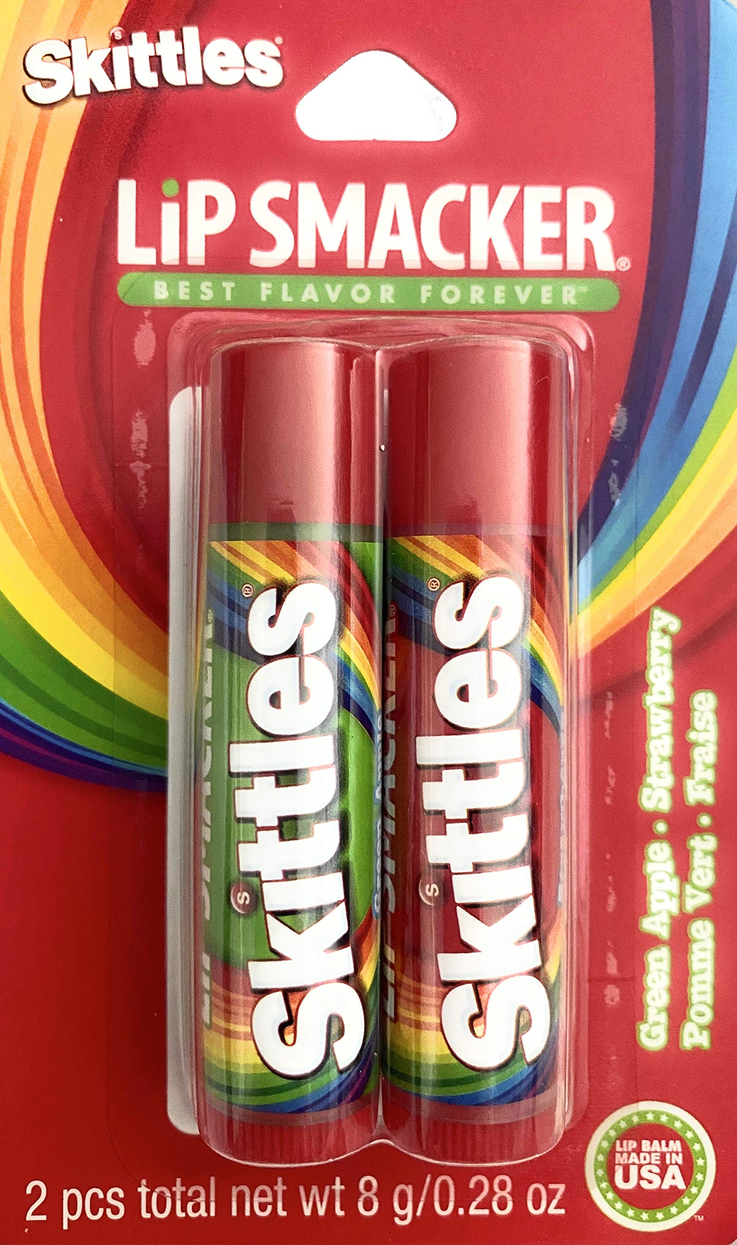 Skittles Lip Smacker Lip Balm - Green Apple & Strawberry Flavor | Moisturizing & Tasty Lip Care for Kids & Teens | Perfect for School, Sports & Daily Hydration