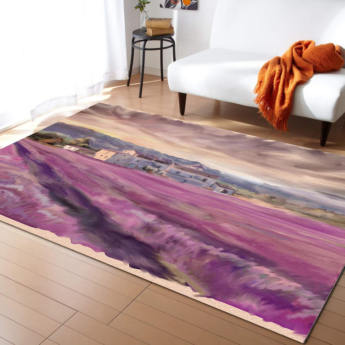 5'x8' Farmhouse Floral Runner Rug - Washable Indoor Outdoor Carpet for Kitchen, Living Room, Bathroom, Bedroom, Classroom | Abstract Art Doormat, Welcome Mat for Entryway, Laundry Room & Office Decor