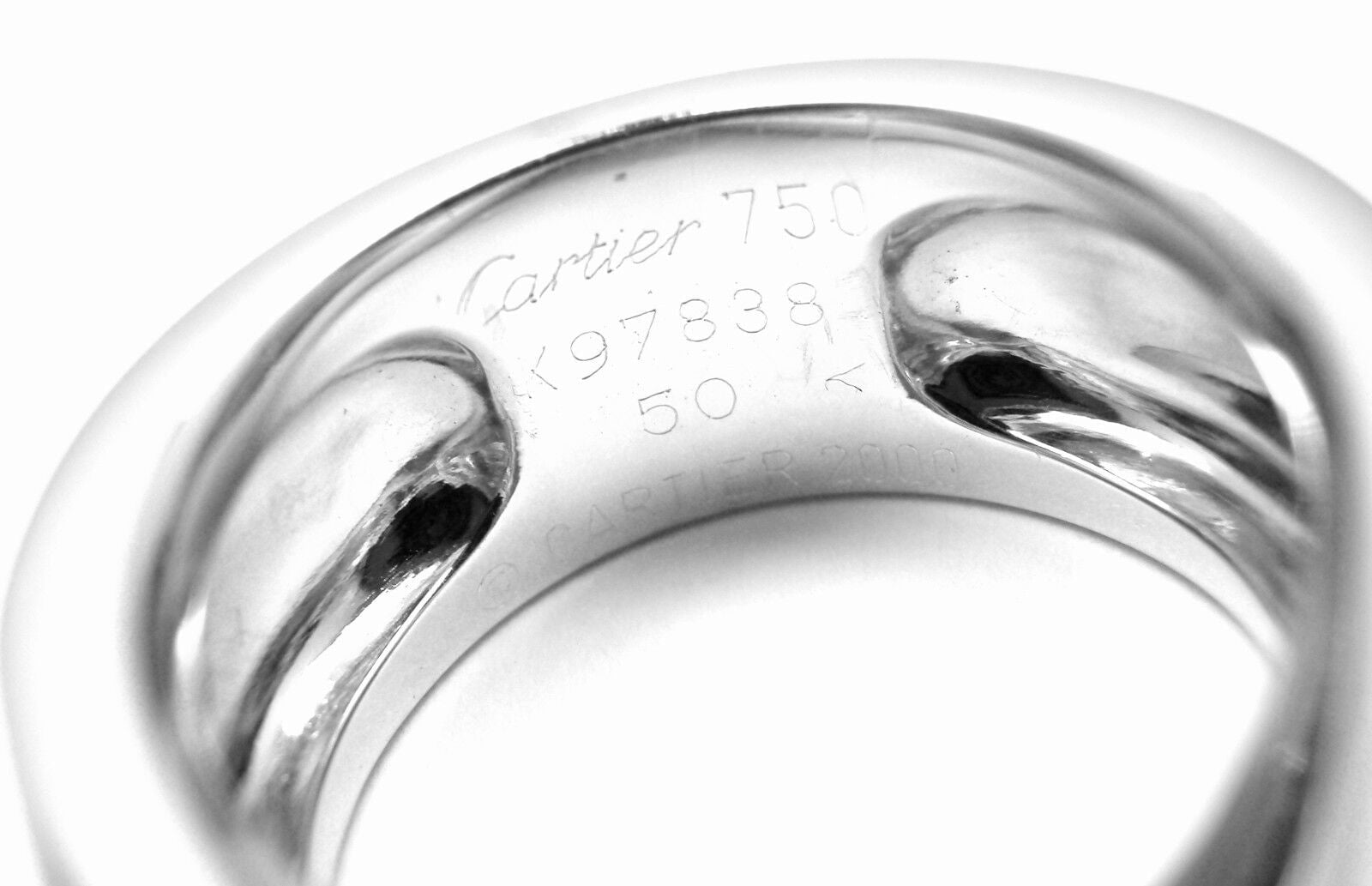 Authentic Cartier 18K White Gold Moonstone Ring - Size 50 (US 5.25) - Luxury Jewelry for Weddings, Anniversaries & Special Occasions