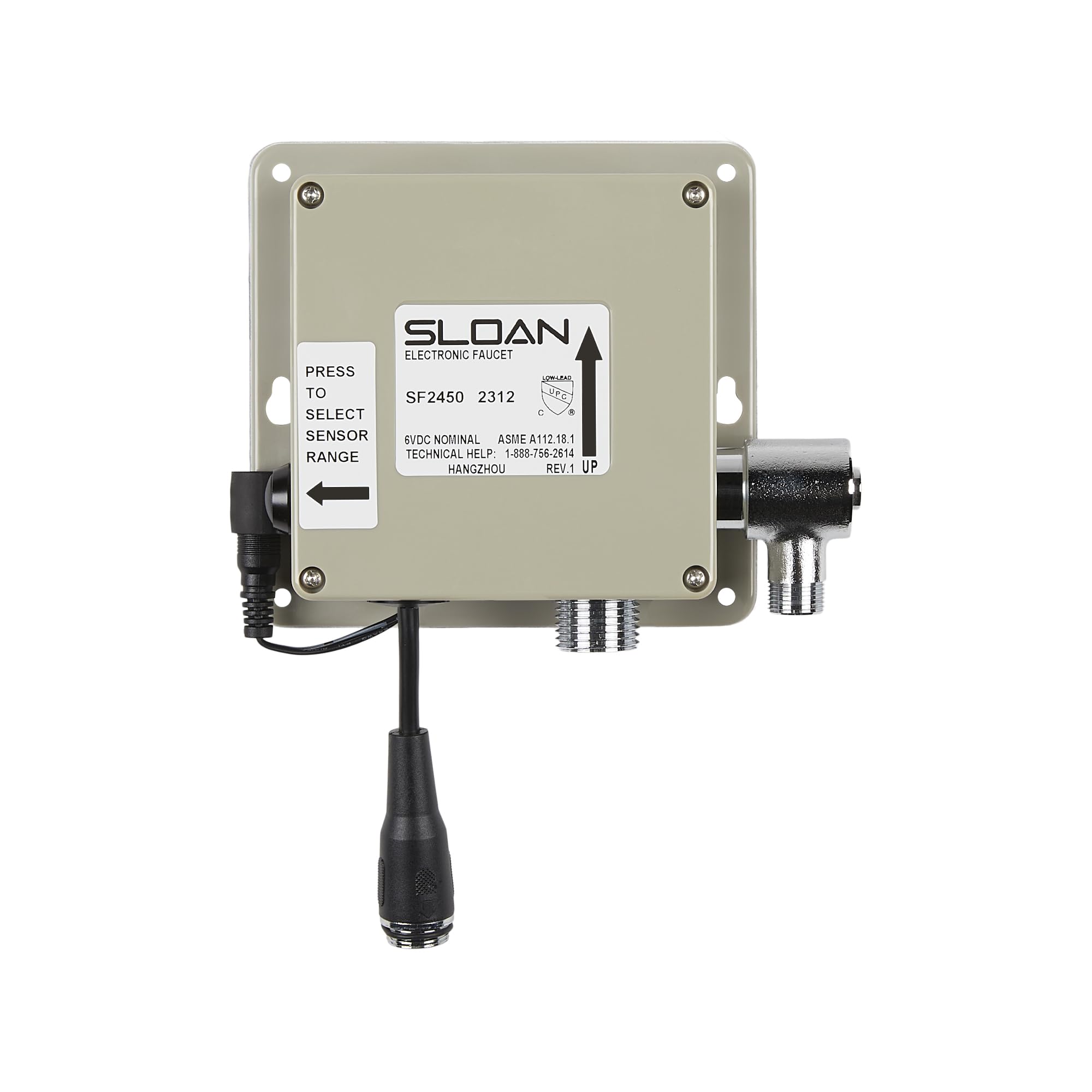 Commercial Grade Sloan SF-2400 Sensor Activated Touch-Free Faucet - 0.5 GPM Flow Rate, Deck-Mounted Design with Polished Chrome Finish (Model 3362130) - Ideal for Restaurants, Hospitals, and Public Restrooms
