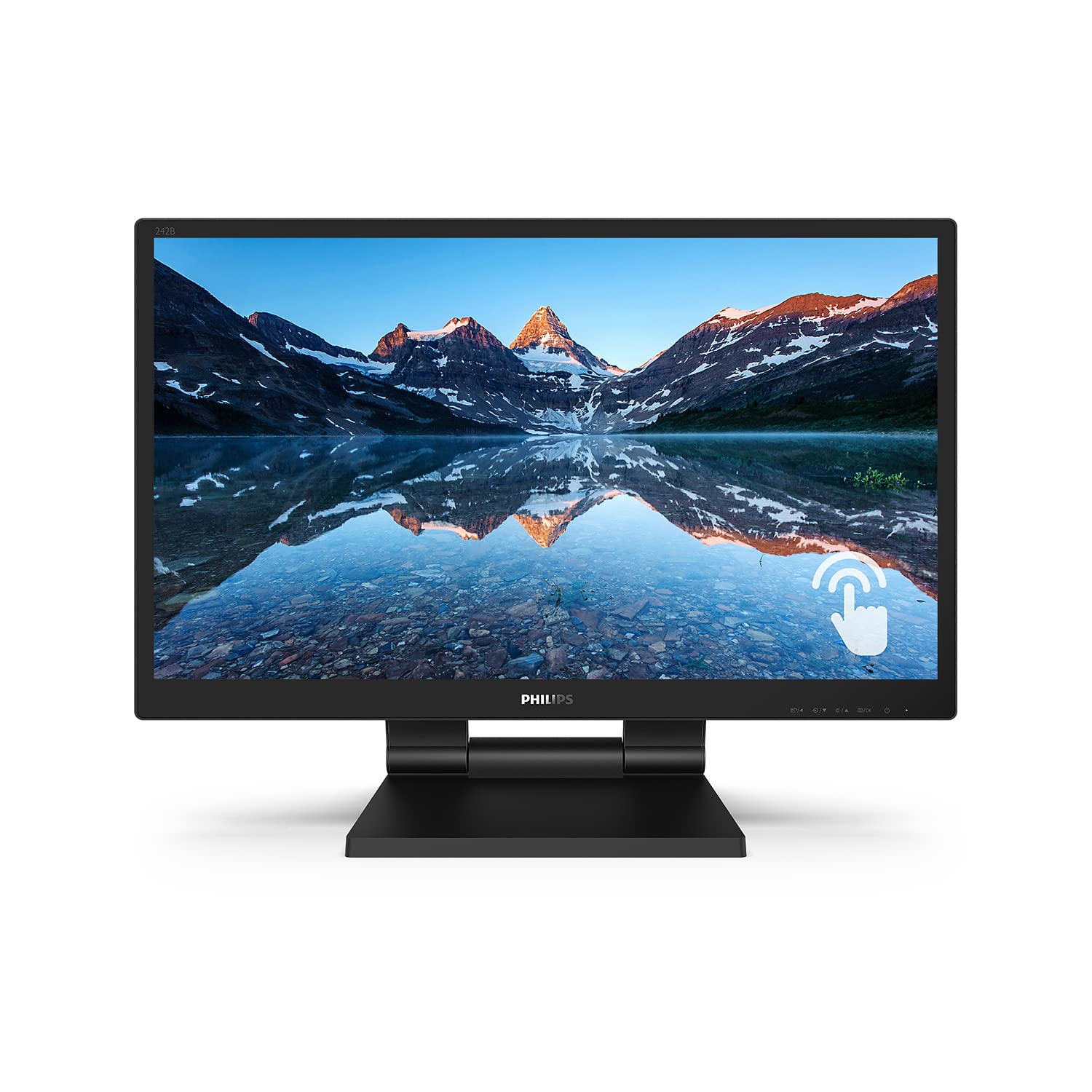Philips 242B9T 24-Inch Touchscreen Monitor - Full HD 1920x1080, 60Hz, Adjustable Height, VGA/DVI/HDMI/DisplayPort, USB Hub - Black | Perfect for Office Work, Graphic Design & Home Entertainment