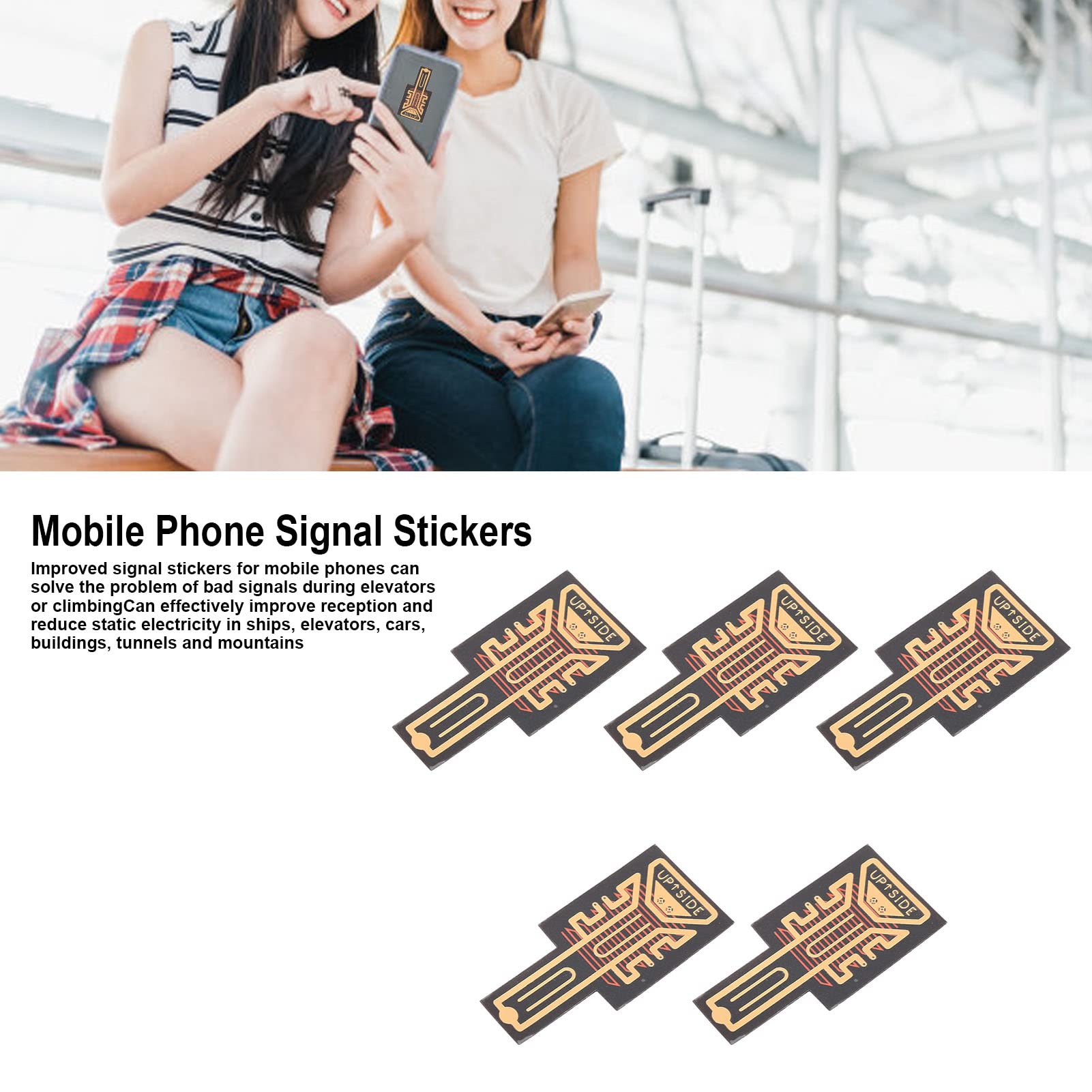 Portable Cell Phone Booster with 5PCS Antenna Stickers - Enhance Mobile Signal Strength for Home, Office, and Travel Use