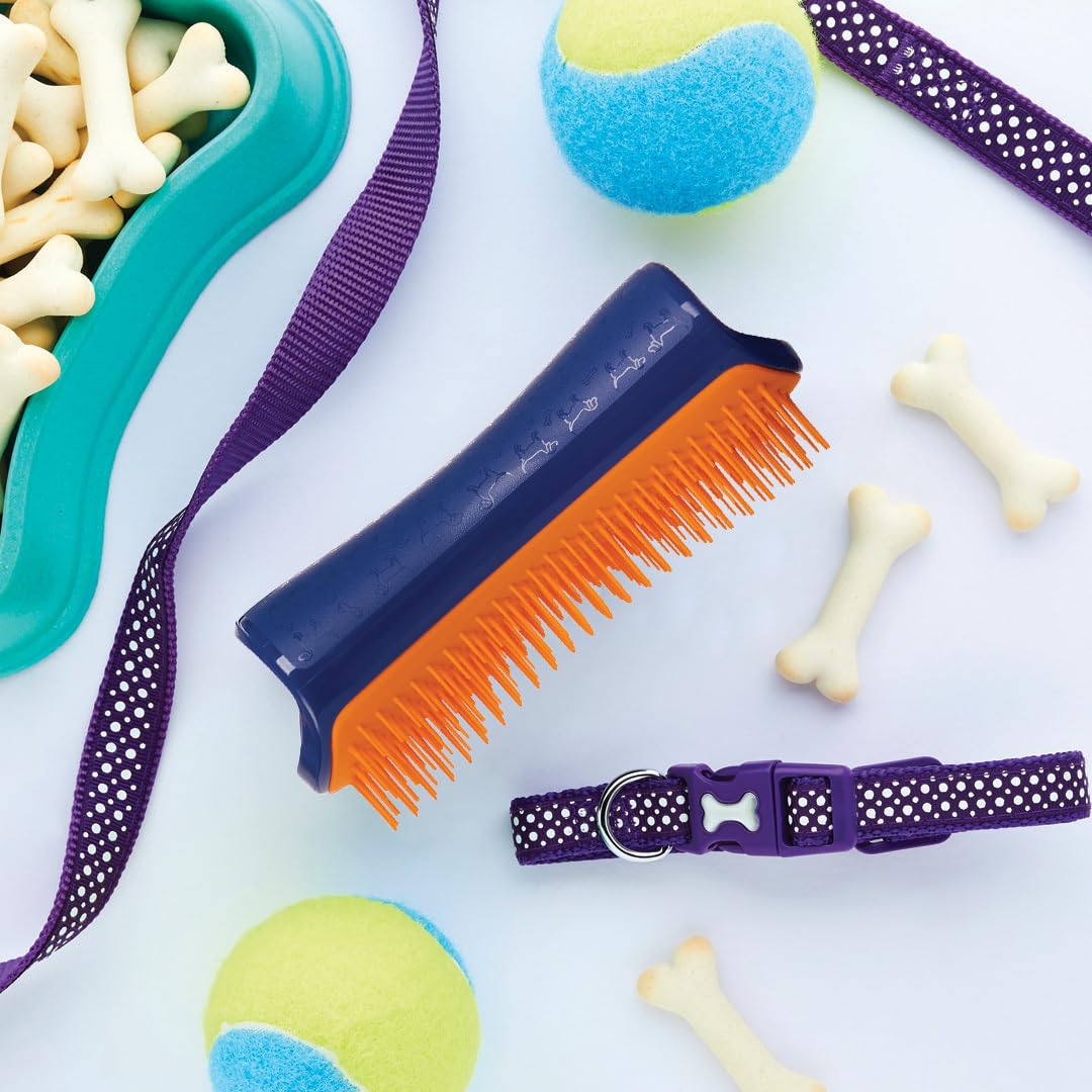 Tangle Teezer Pet Teezer Detangling Brush for Dogs - Gentle Grooming Brush for Wet & Dry Fur - Navy & Orange - Perfect for Bath Time, Shedding & Daily Brushing