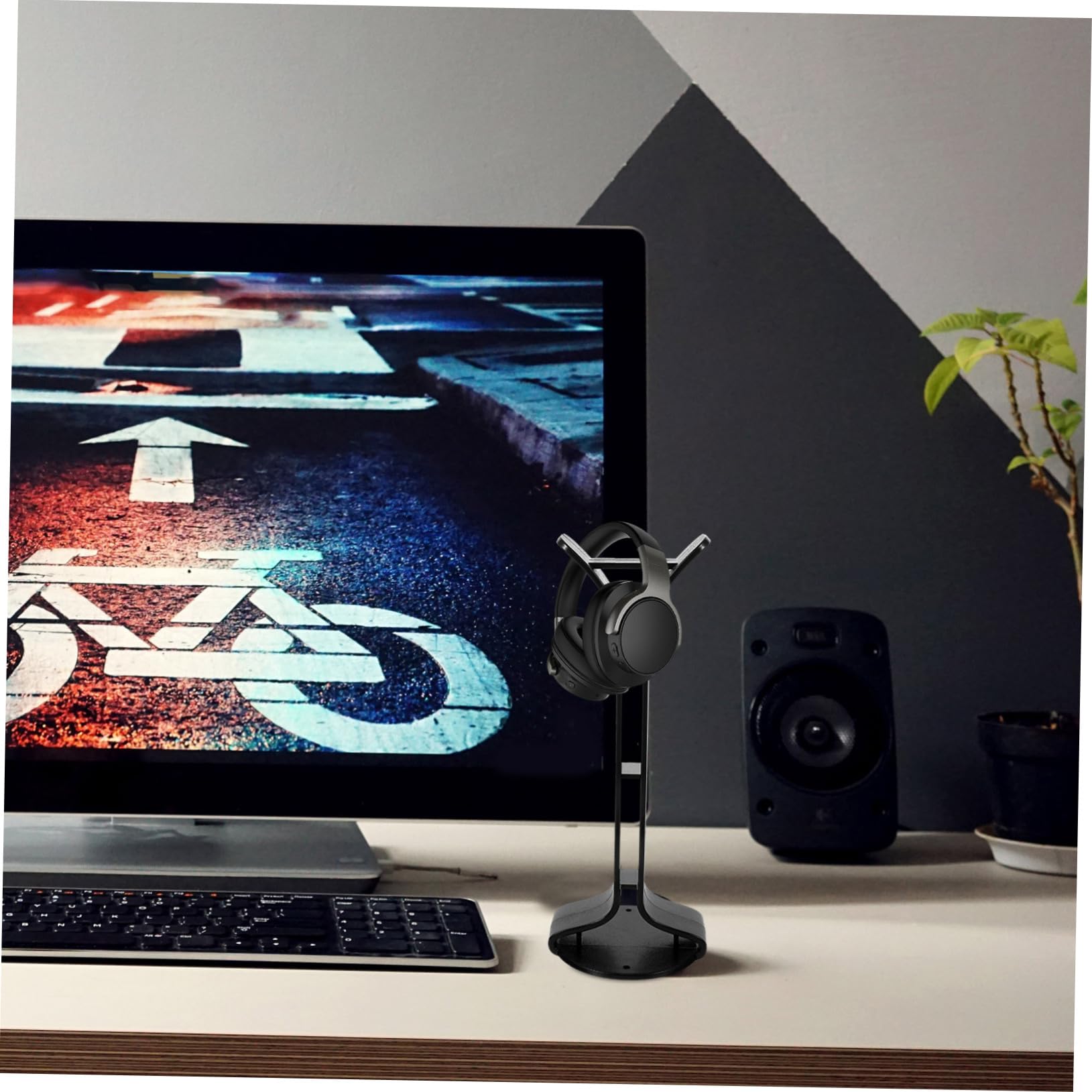 Levemolo Flat Base Headphone Stand - Durable Desk Organizer for Headphones & Earphones - Perfect for Gaming, Office & Home Workspace Setup