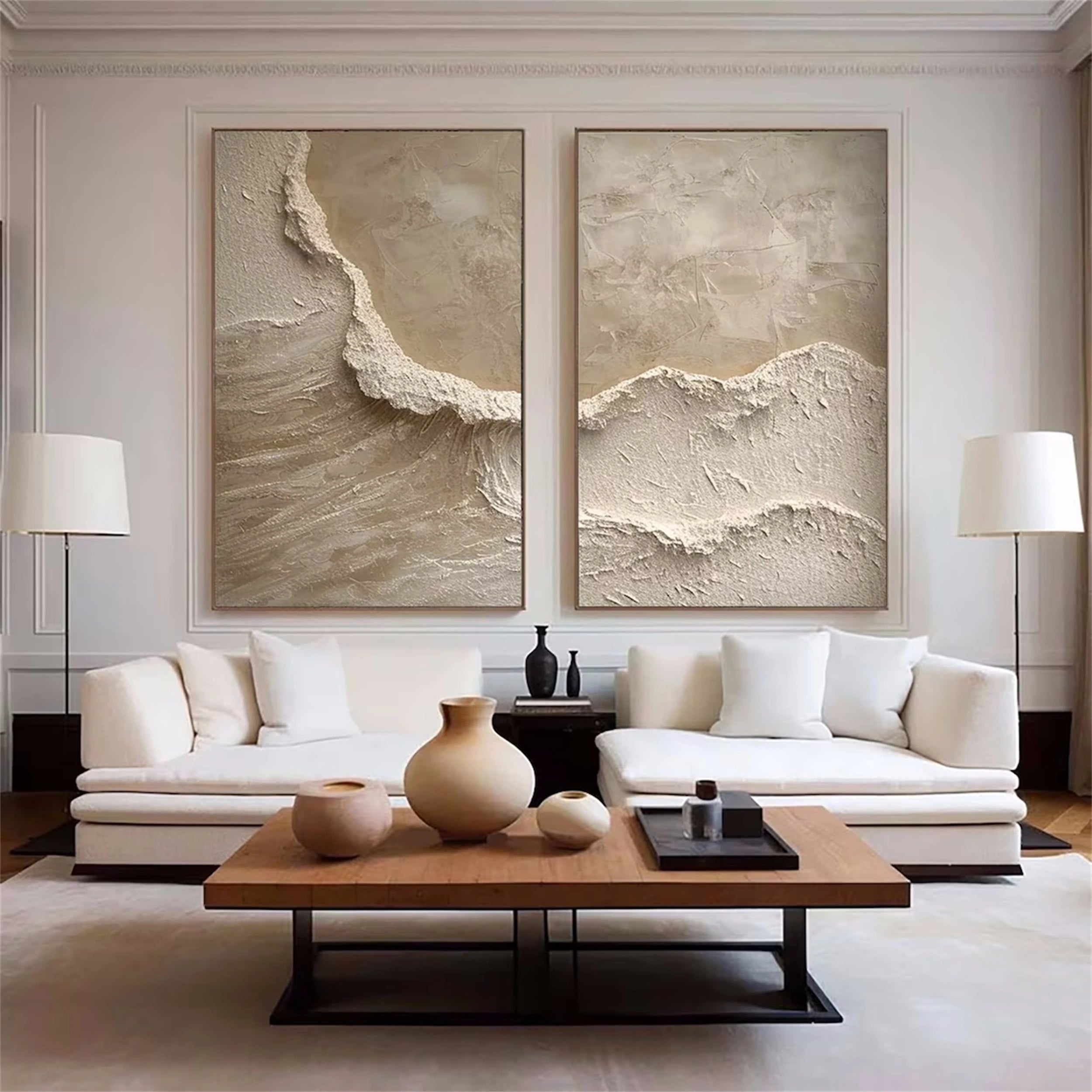 Ocean and Sky Painting Set of 2 - Modern Coastal Wall Art for Living Room & Bedroom Decor | Ready to Hang Canvas Prints | Home & Office Wall Decor