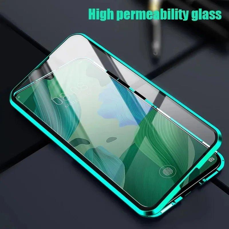 Samsung Galaxy S24 Magnetic Adsorption Glass Metal Case - Premium Protective Cover for Everyday Use & Travel