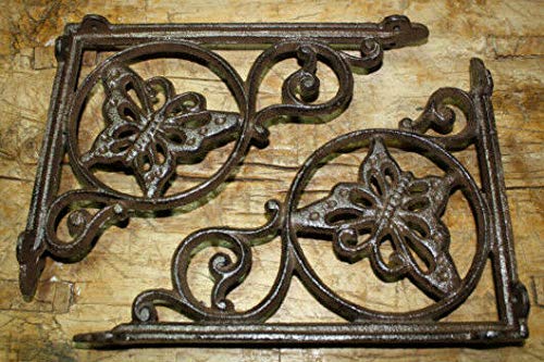 Antique Style Cast Iron Shelf Brackets - Set of 6 Heavy Duty Garden Braces for Home Decor, Shelving & Outdoor Use - PIÑATAS OLE Wall Mount Brackets (Model cvb-z-1104) - Perfect for Bookshelves, Floating Shelves, Porch Decor & Vintage Home Improvement Projects