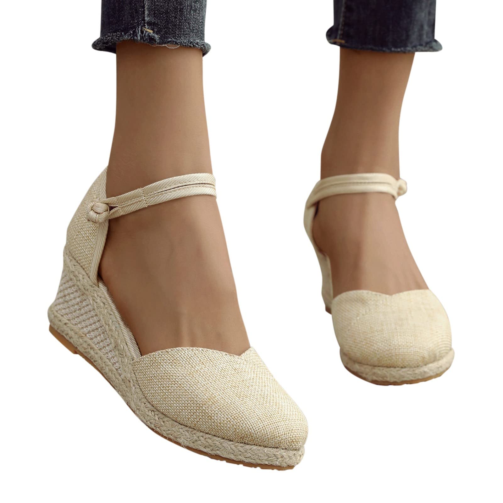 Women's Stylish Platform Sandals with Open Toe, Buckle Ankle Strap & Wedge Heel - Dressy Espadrilles for Summer Outfits, Beach Vacations & Casual Wear