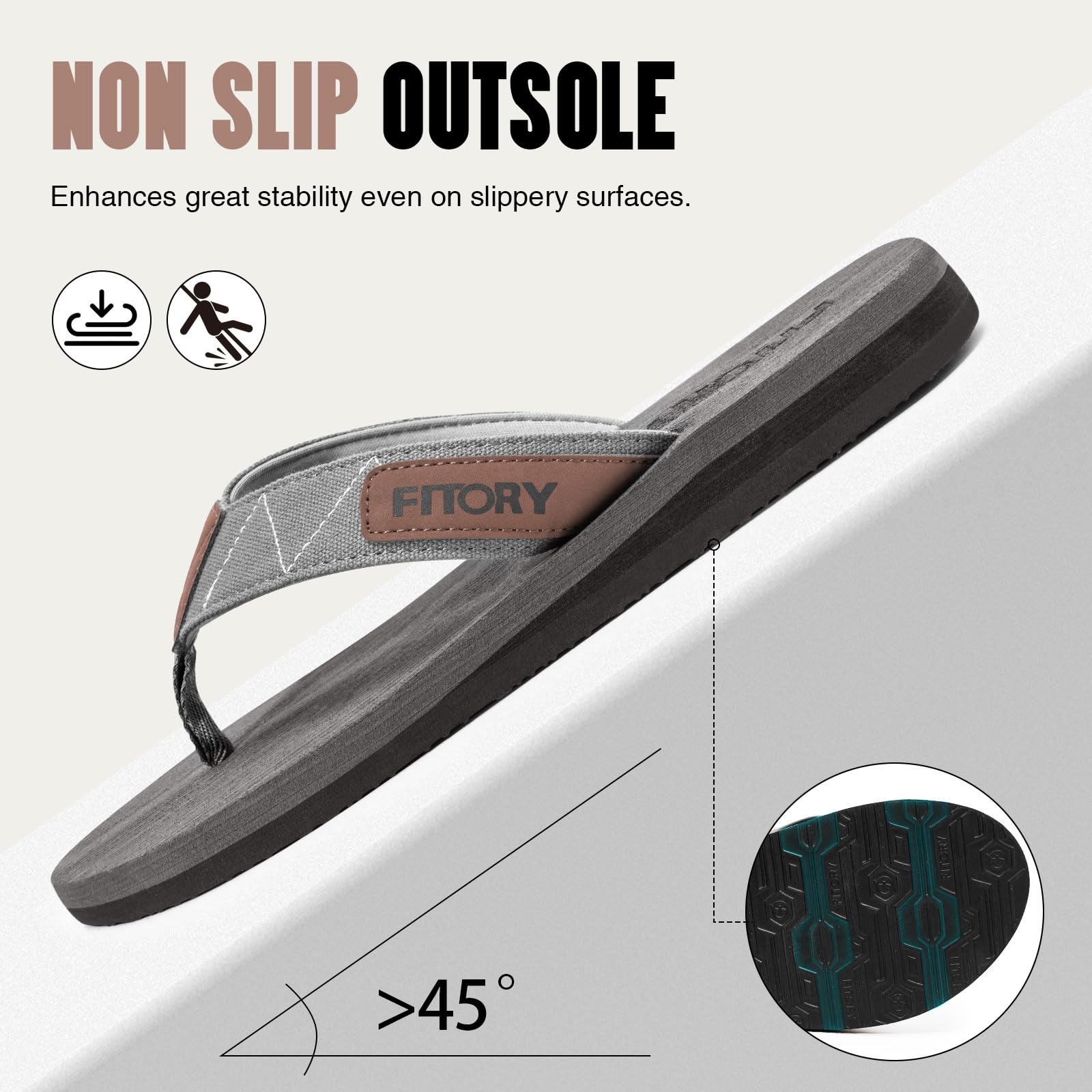 FITORY Men's Flip Flops - Comfortable Beach Sandals & Slippers for Men (Sizes 6-15) | Perfect for Pool, Vacation, and Summer Outdoor Activities