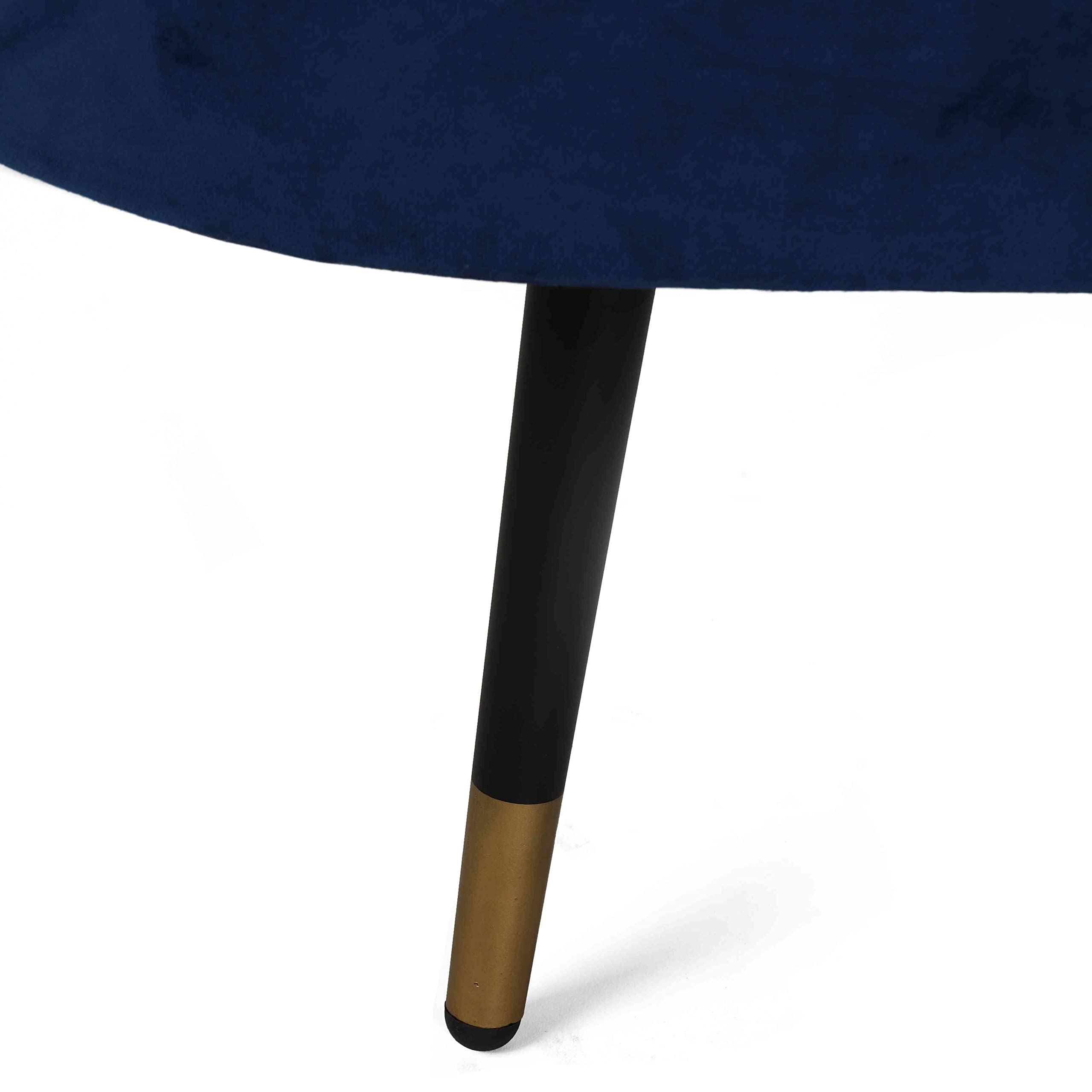 Cortesi Home Ruslan Navy Blue Oval Storage Ottoman - Upholstered Footrest Bench with Hidden Storage for Living Room, Bedroom & Entryway
