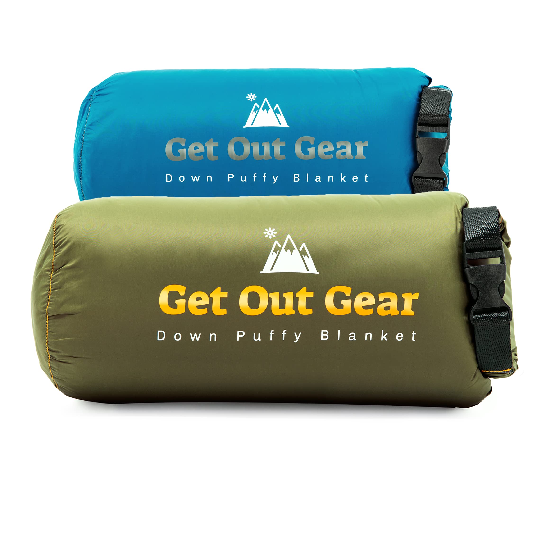 Premium Down Camping Blanket - Olive & Teal Blue Bundle - Ultra Lightweight, Packable & Warm 650 Fill Power Water-Resistant Quilt for Outdoor Adventures, Hiking, Backpacking & Travel - Perfect for Campfires, Picnics & Cozy Nights Under the Stars