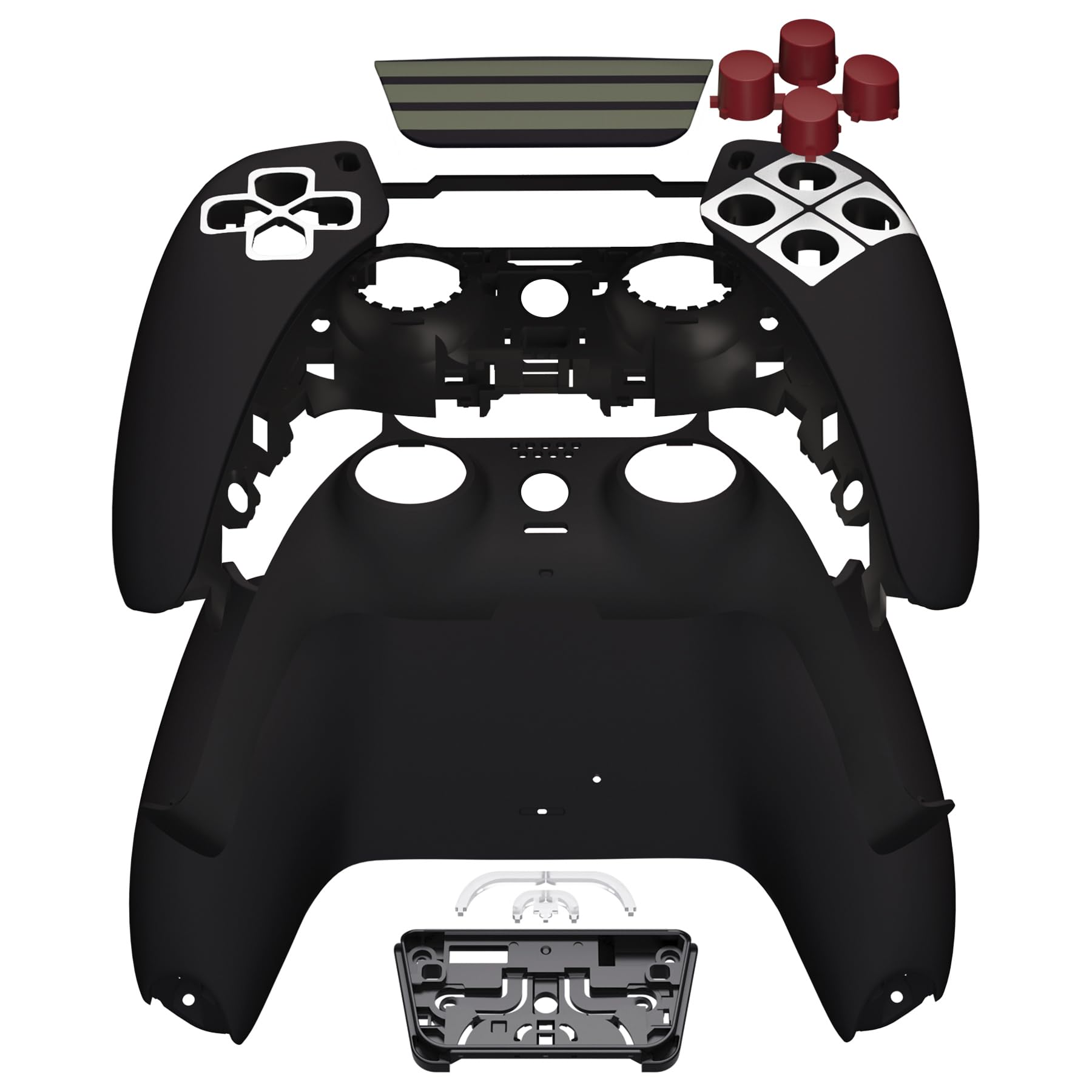 ExtremeRate Full Set Shell with Action Buttons & Touchpad Cover - NES Style Replacement Decorative Front & Back Plates for PS5 Controller (BDM-010/020/030/040/050) - Perfect for Gaming Enthusiasts & Retro Style Lovers