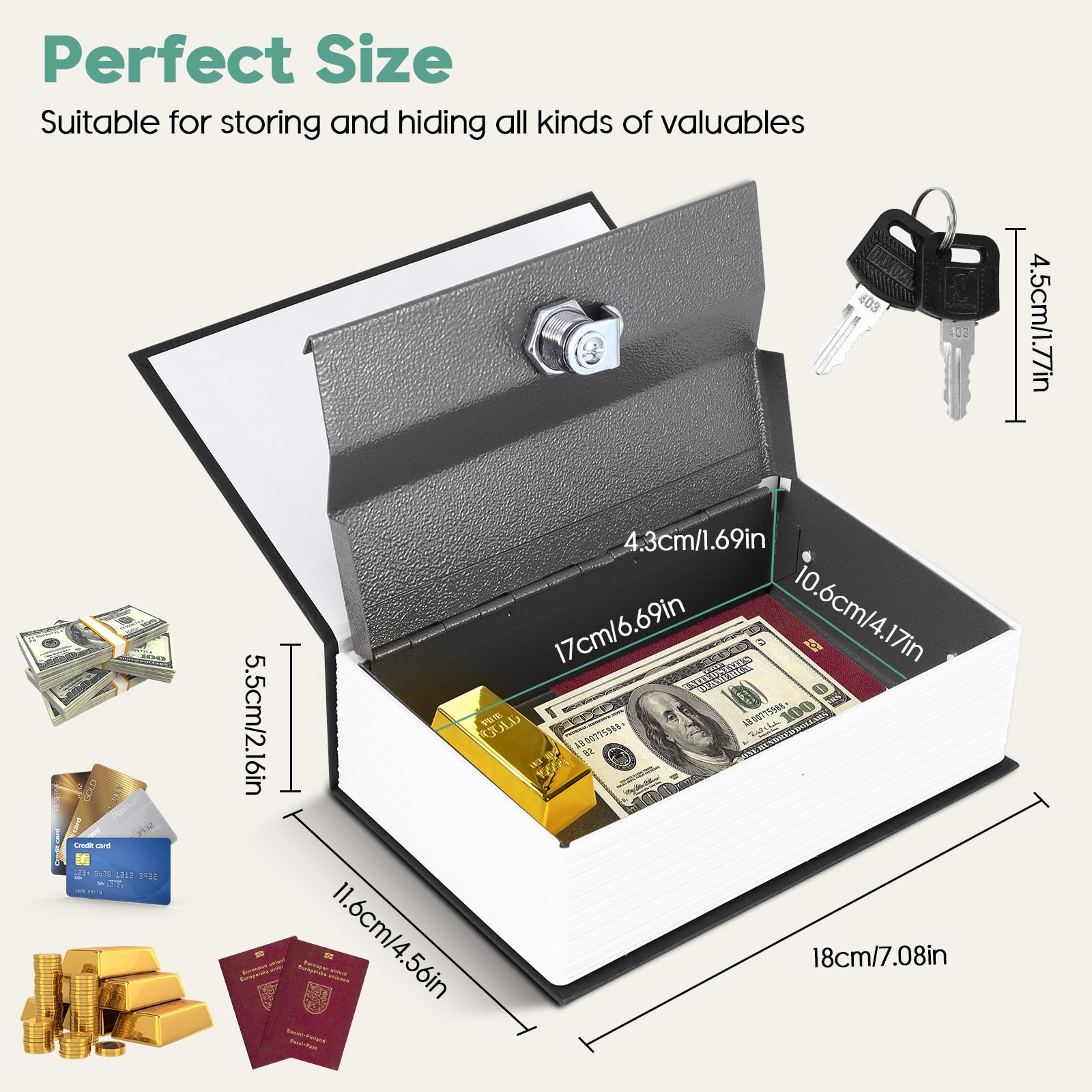 ALLOMN Dictionary-Shaped Book Safe with Combination Lock - Hidden Security Piggy Bank for Cash, Coins & Jewelry | Perfect for Home, Office & Travel Use