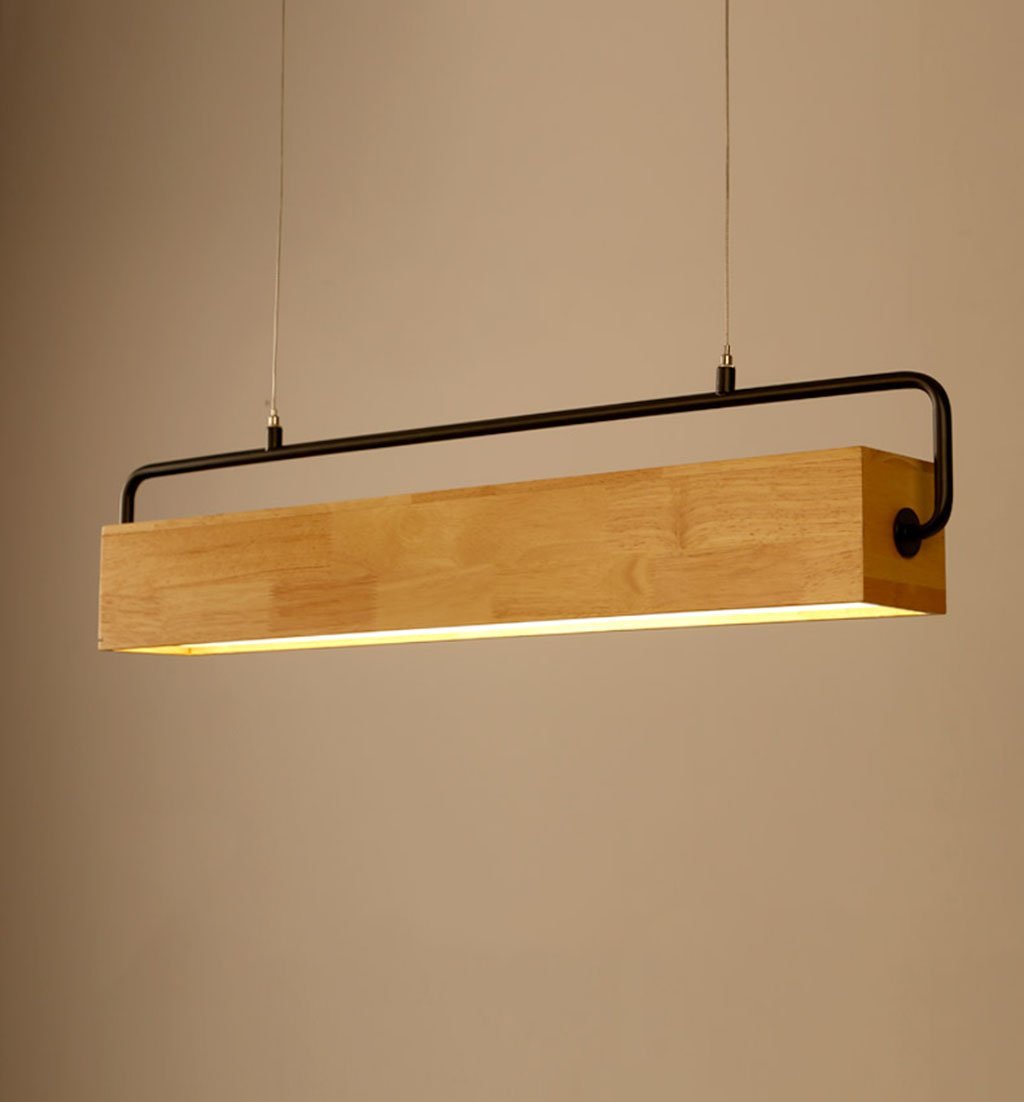 Handmade Wooden LED Pendant Lamp - Indoor Hanging Light for Dining Table & Living Room - 78cm Trumpet Design - Warm White Illumination for Home Decor & Cozy Ambiance